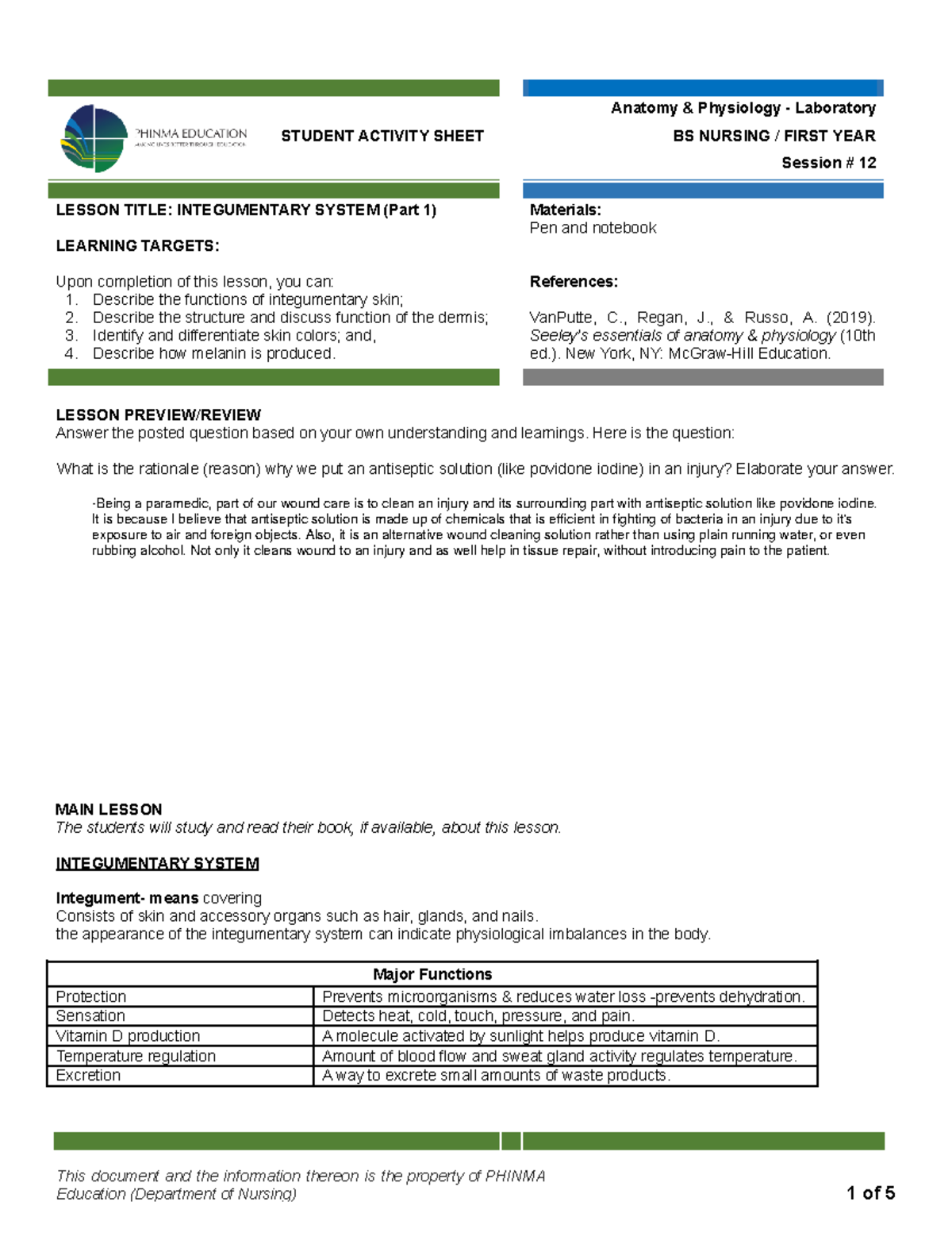 Session 12 SAS - Ana Phy Labdocx - STUDENT ACTIVITY SHEET Anatomy ...
