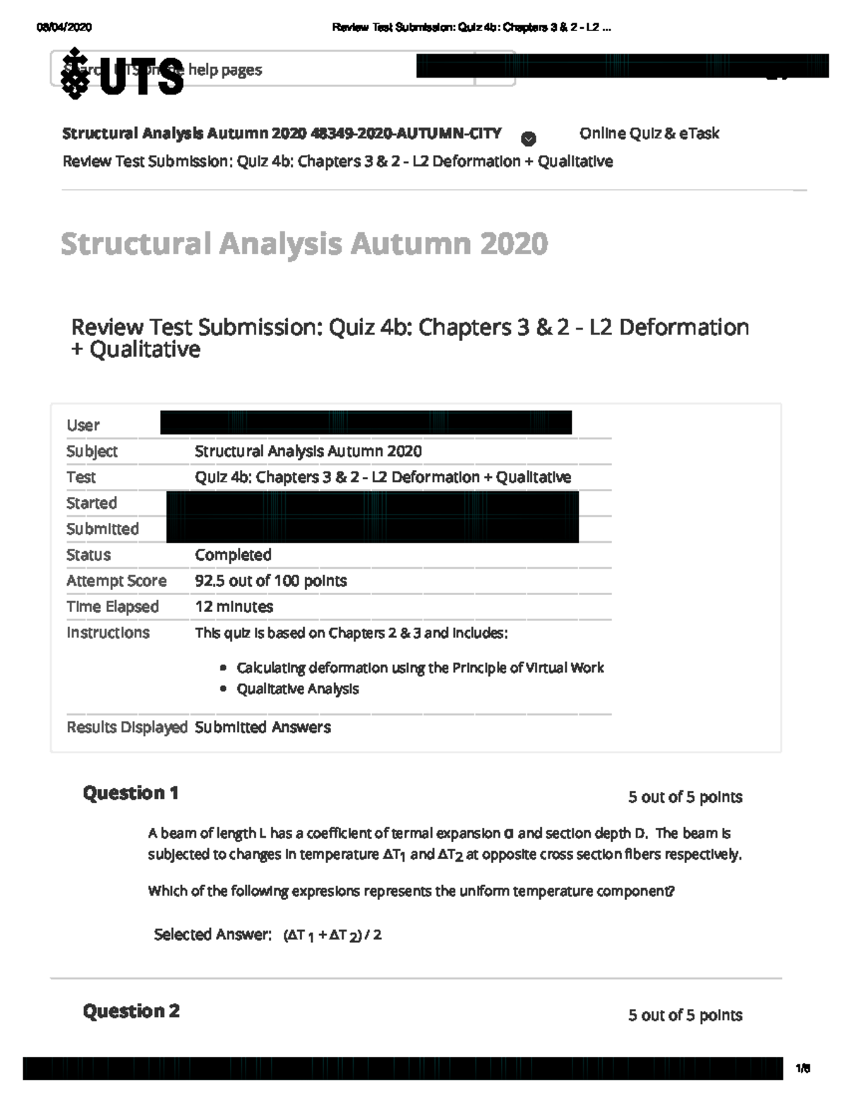 Quiz 4b (92.5/100) - " ! ! # ! !$ % & - Studocu