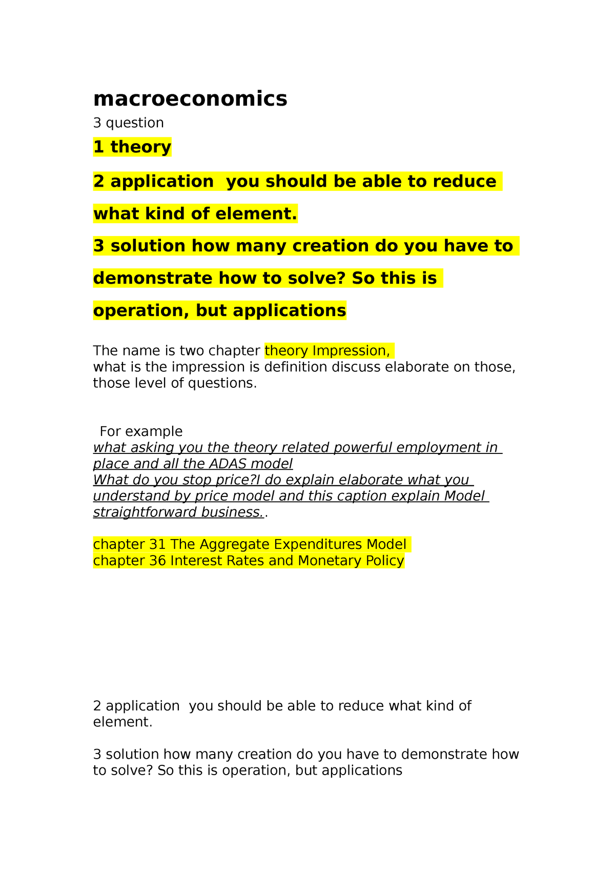 Macroeconomics - Tutorial - Macroeconomics 3 Question 1 Theory 2 ...