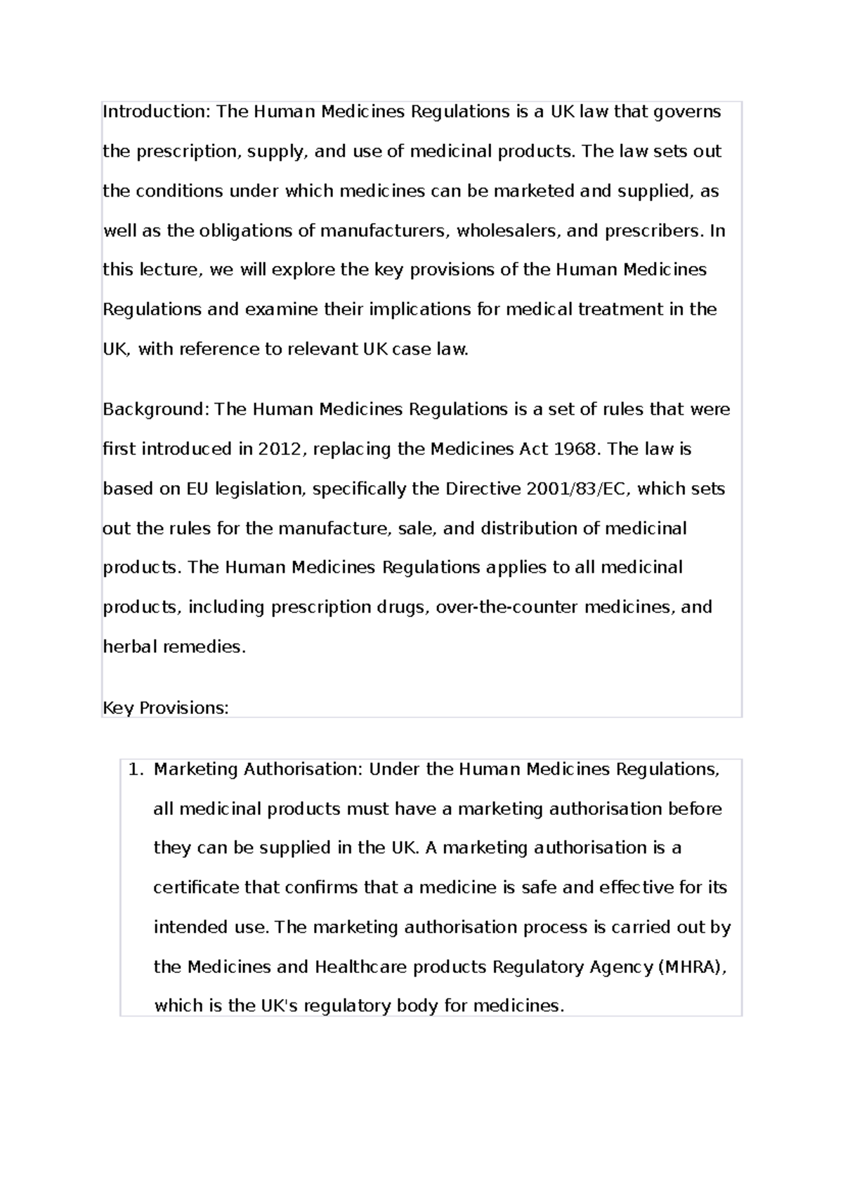 The Human Medicines Regulations and prescription drugs in the UK