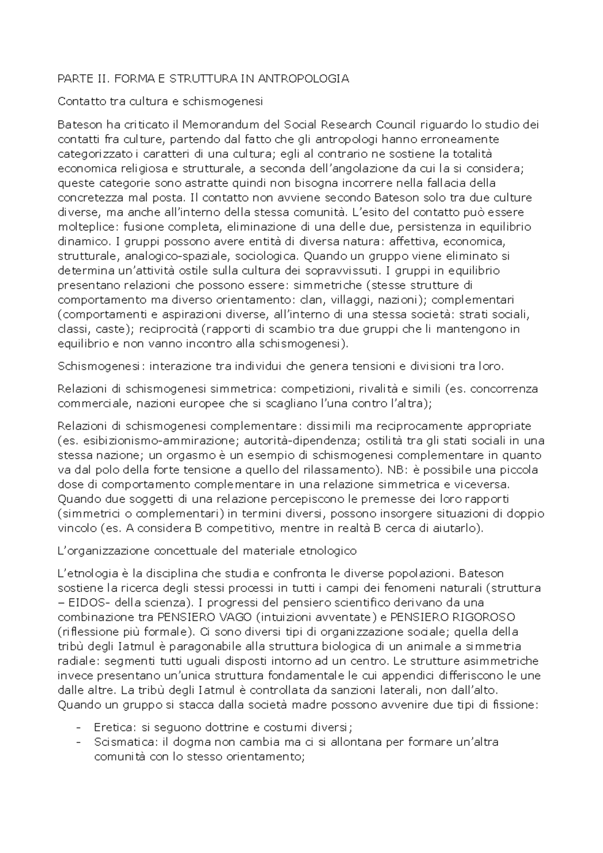 Riassunto libro Verso un'ecologia della mente (Bateson) PARTE II. FORMA E STRUTTURA IN Studocu Riassunto libro Verso un'ecologia della mente (Bateson) PARTE II. FORMA E STRUTTURA IN Studocu