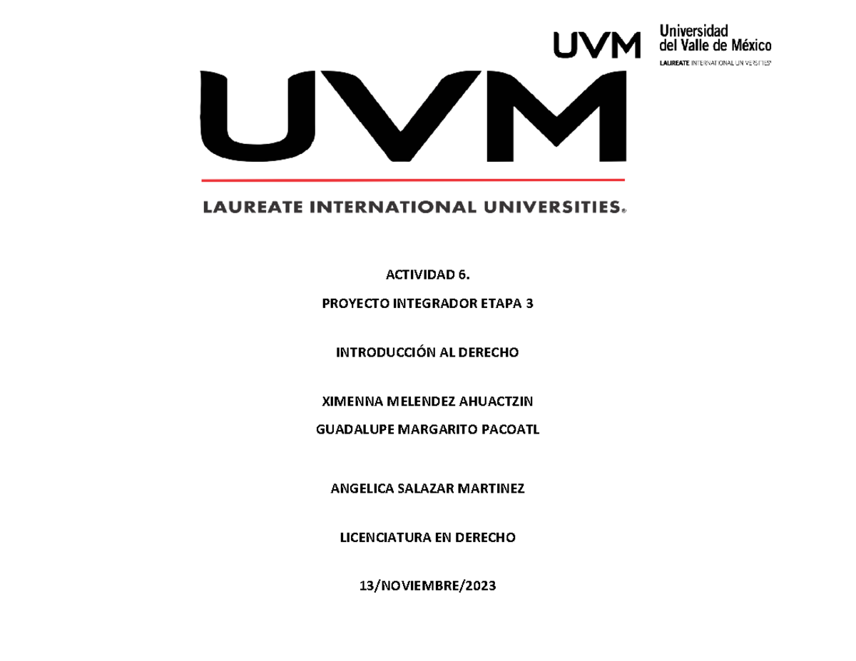 A6 Proyecto Integrados Etapa 3 Actividad 6 Proyecto Integrador Etapa