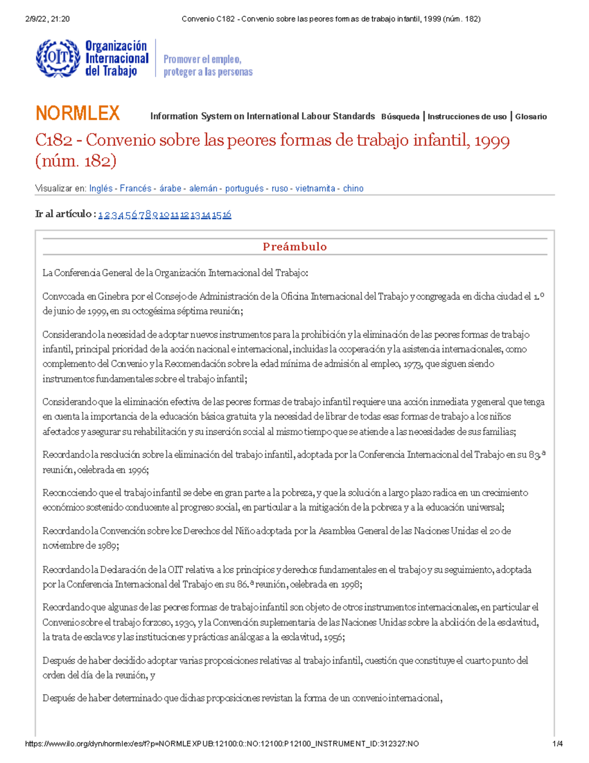 Convenio C182 - Convenio sobre las peores formas de trabajo infantil ...