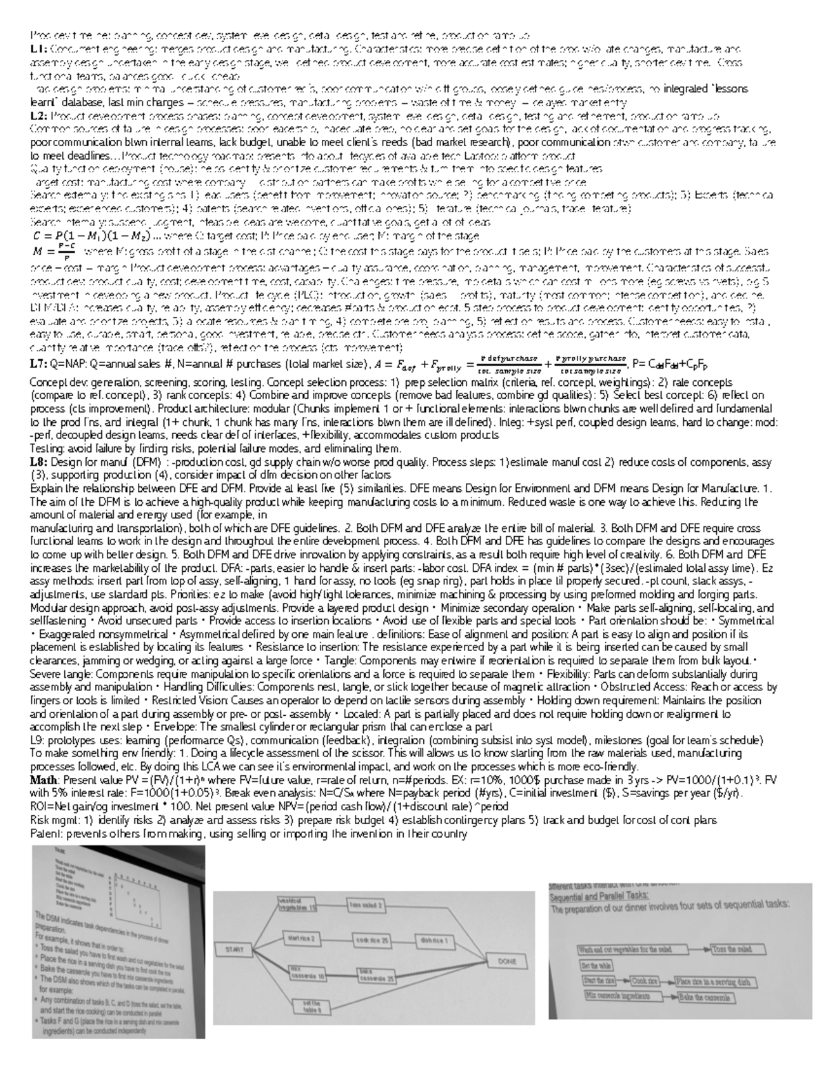 MIAE 380 final cheat sheet - Prod dev timeline: planning, concept dev ...