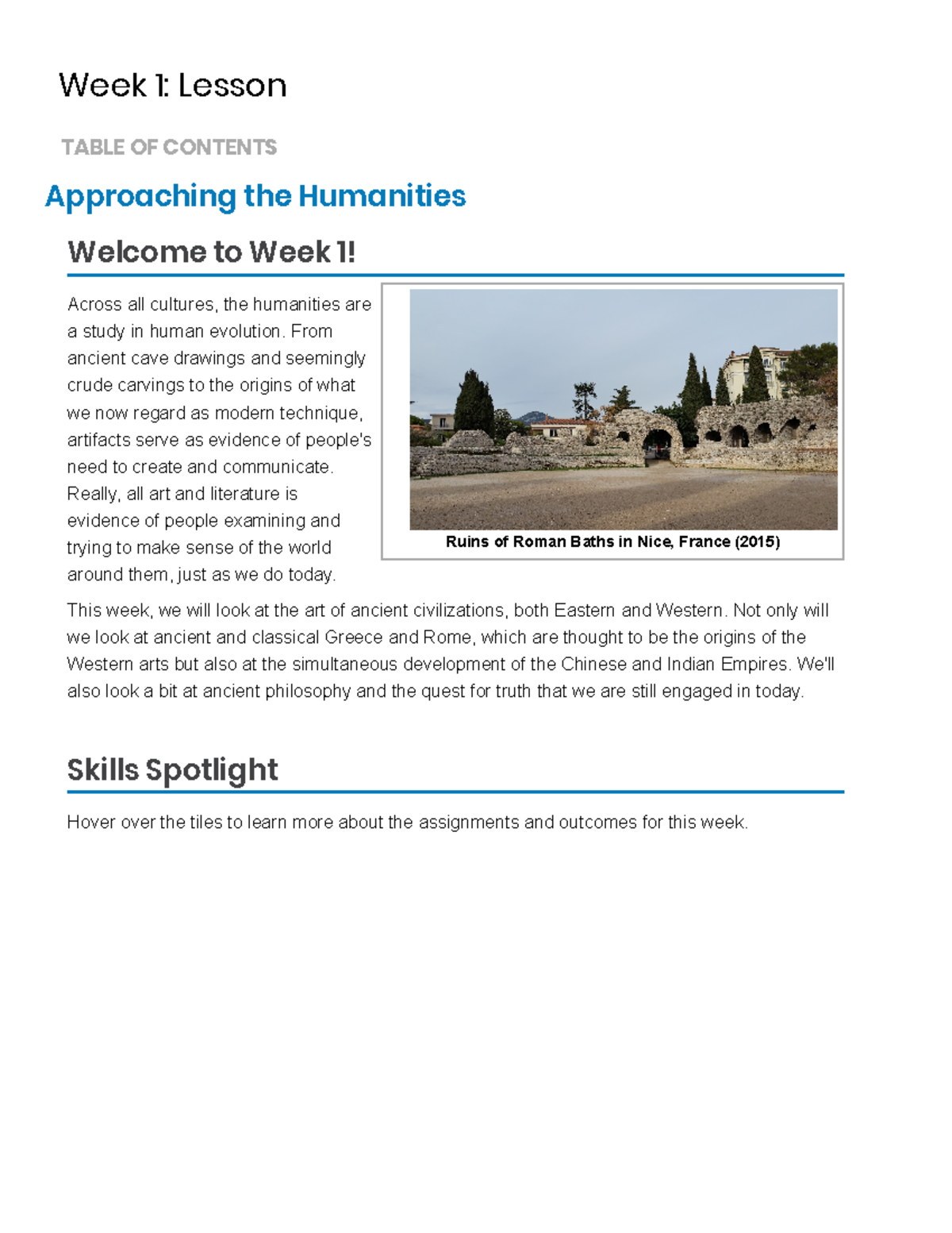 Week 1 Lesson Introduction To The Humanities - 60505 - Week 1: Lesson ...