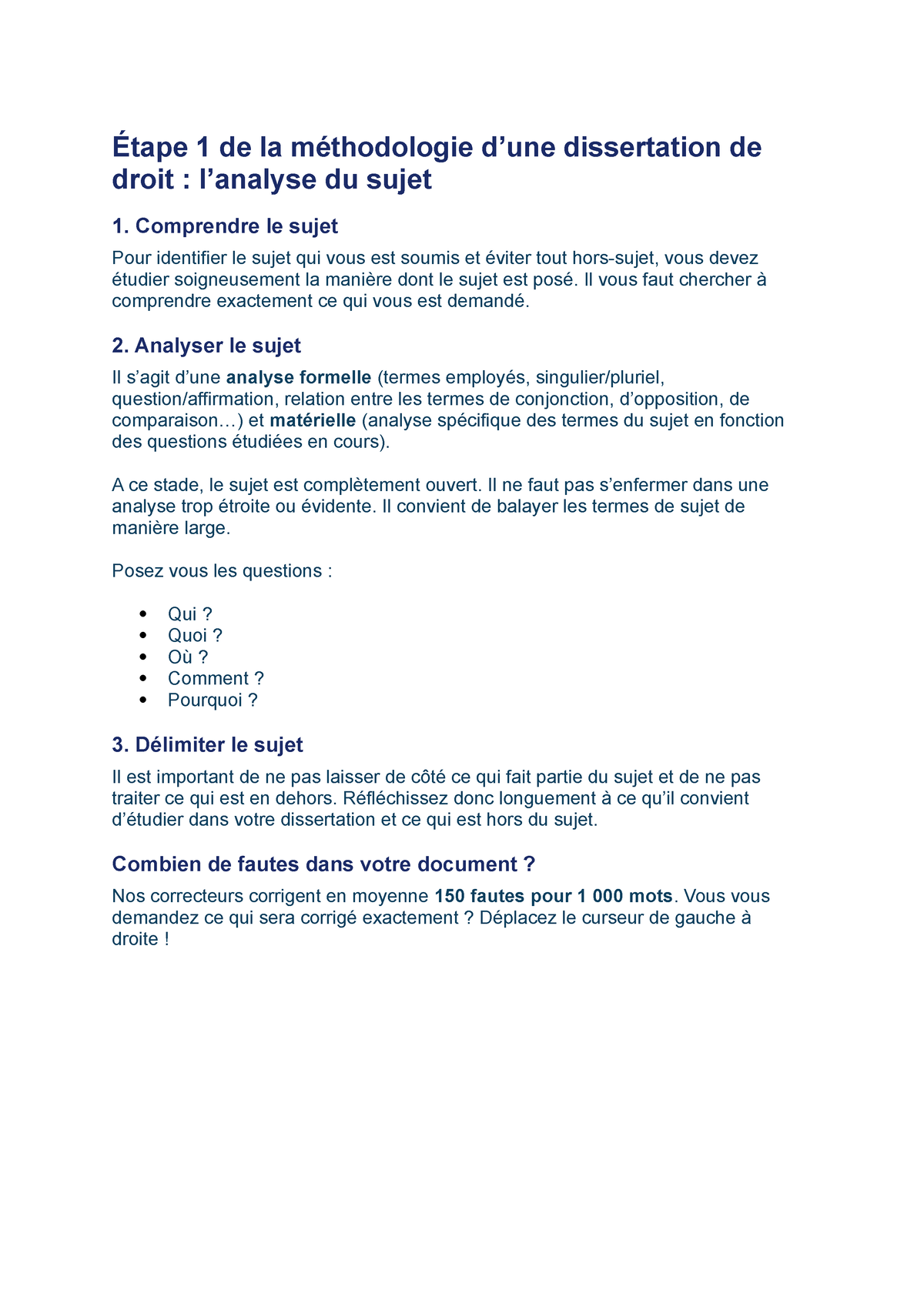 Méthodologie dissertation juridique - Étape 1 de la méthodologie d’une ...