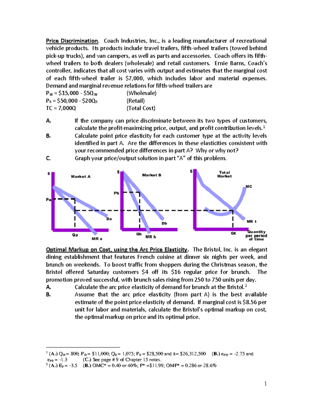 15 Price Discrimination and Markup on Pricing Problem FN 4-11-22 - 1 ...