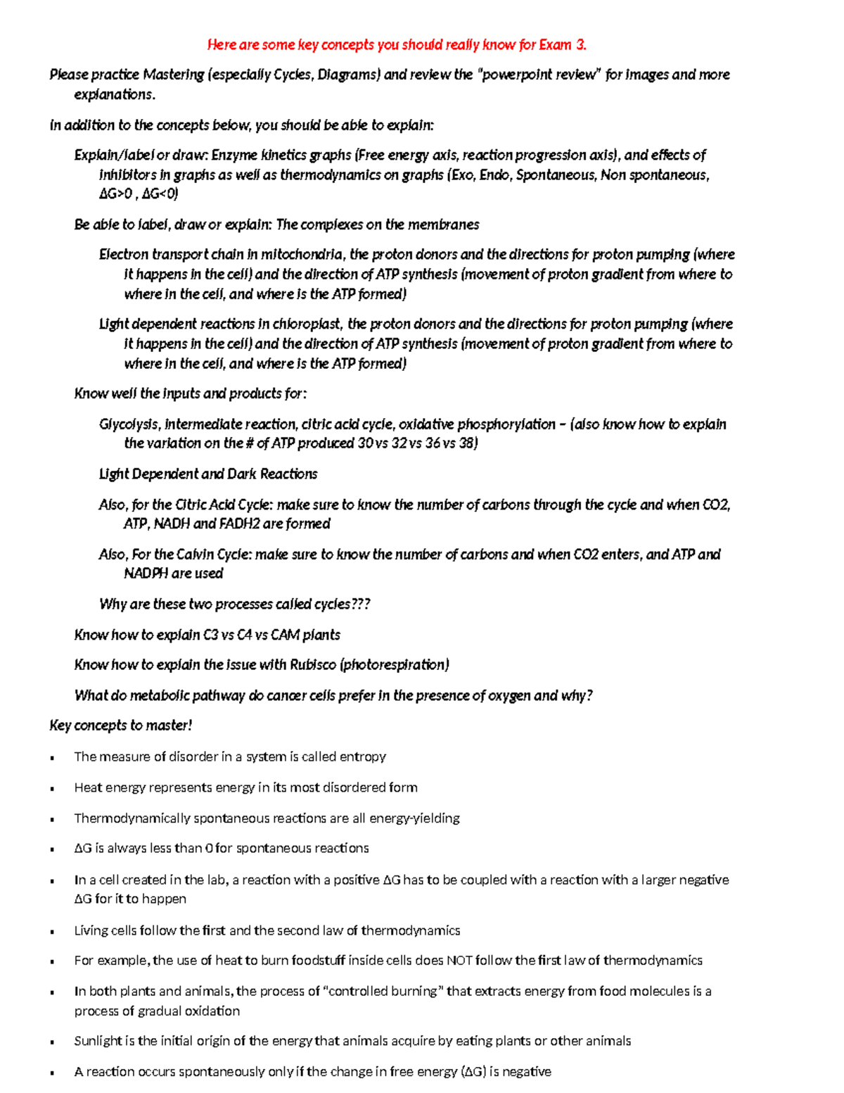 Cell Bio Exam 3-Key points to review - Here are some key concepts you ...