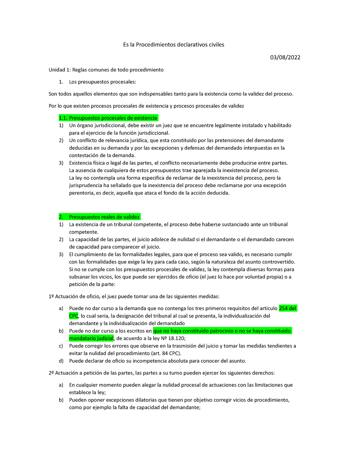 Repaso Apuntes PDC - Es La Procedimientos Declarativos Civiles 03/08 ...