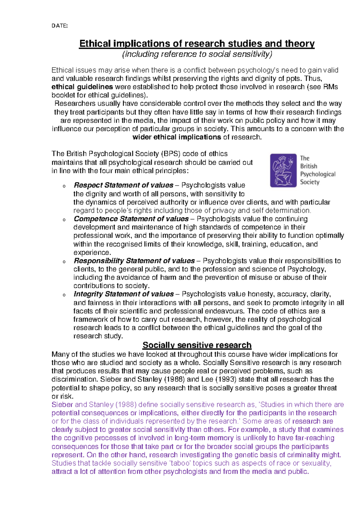 4. Ethical implications - DATE: Ethical implications of research ...