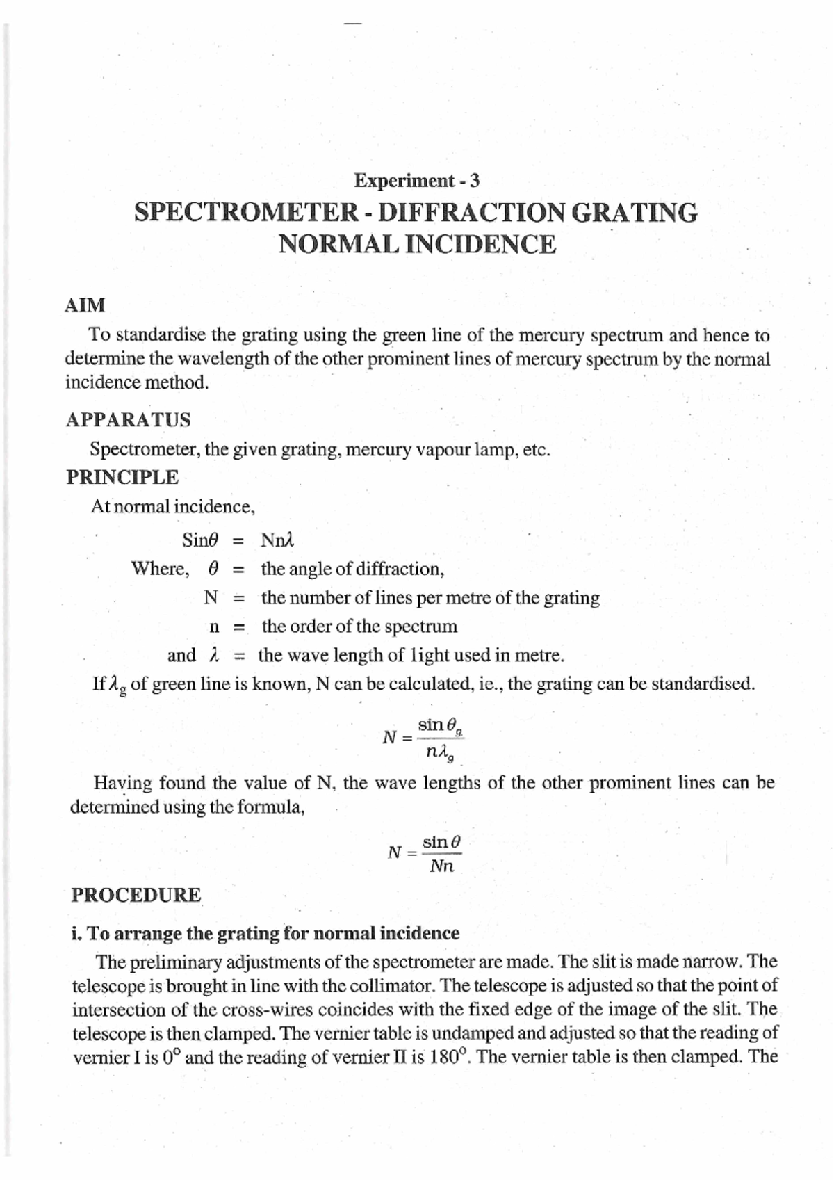 Spectrometer diffraction grating normal incidence AIM SPECTROMETER