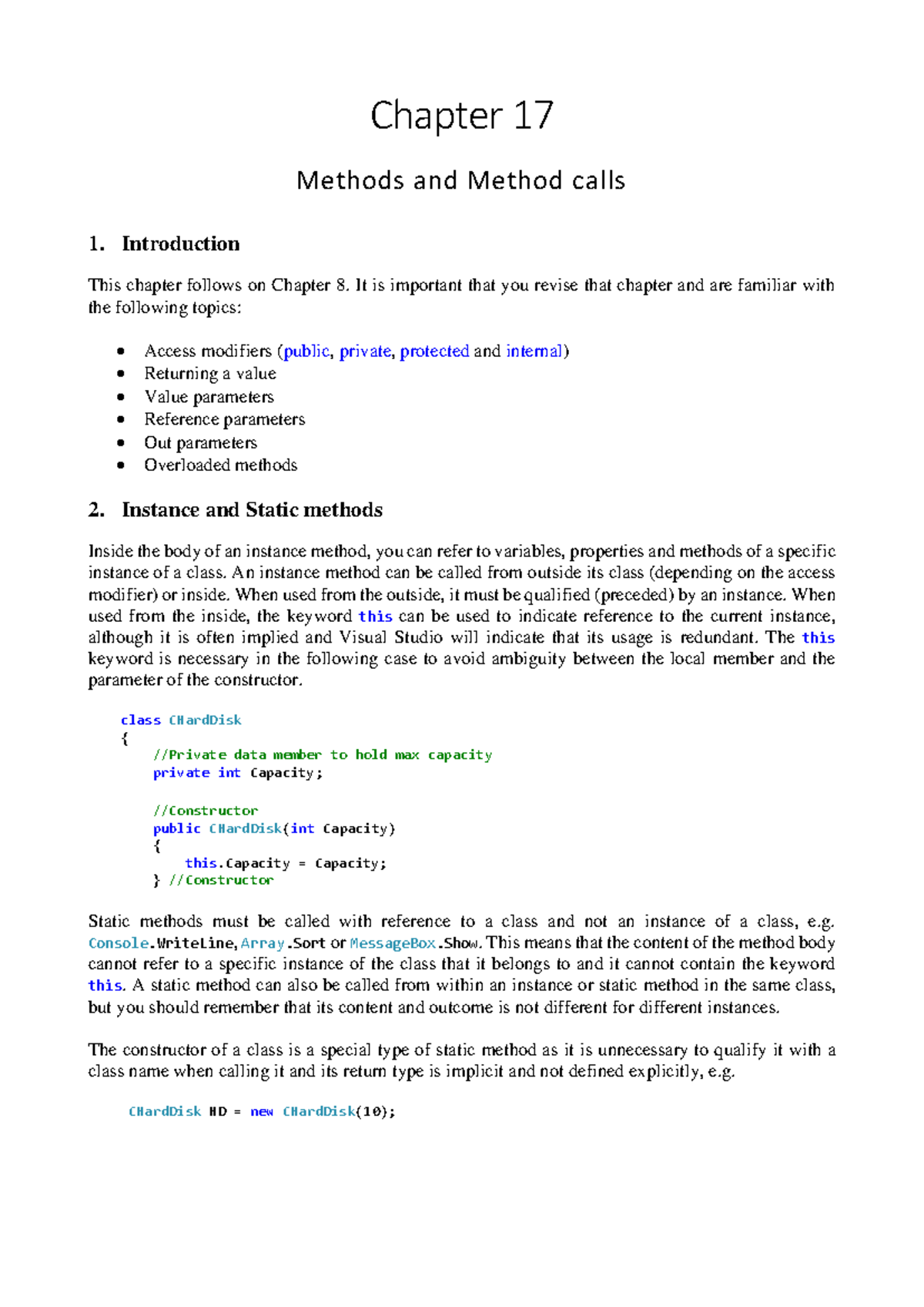 Chapter 17 - Notes - Chapter 1 7 Methods and Method calls 1 ...