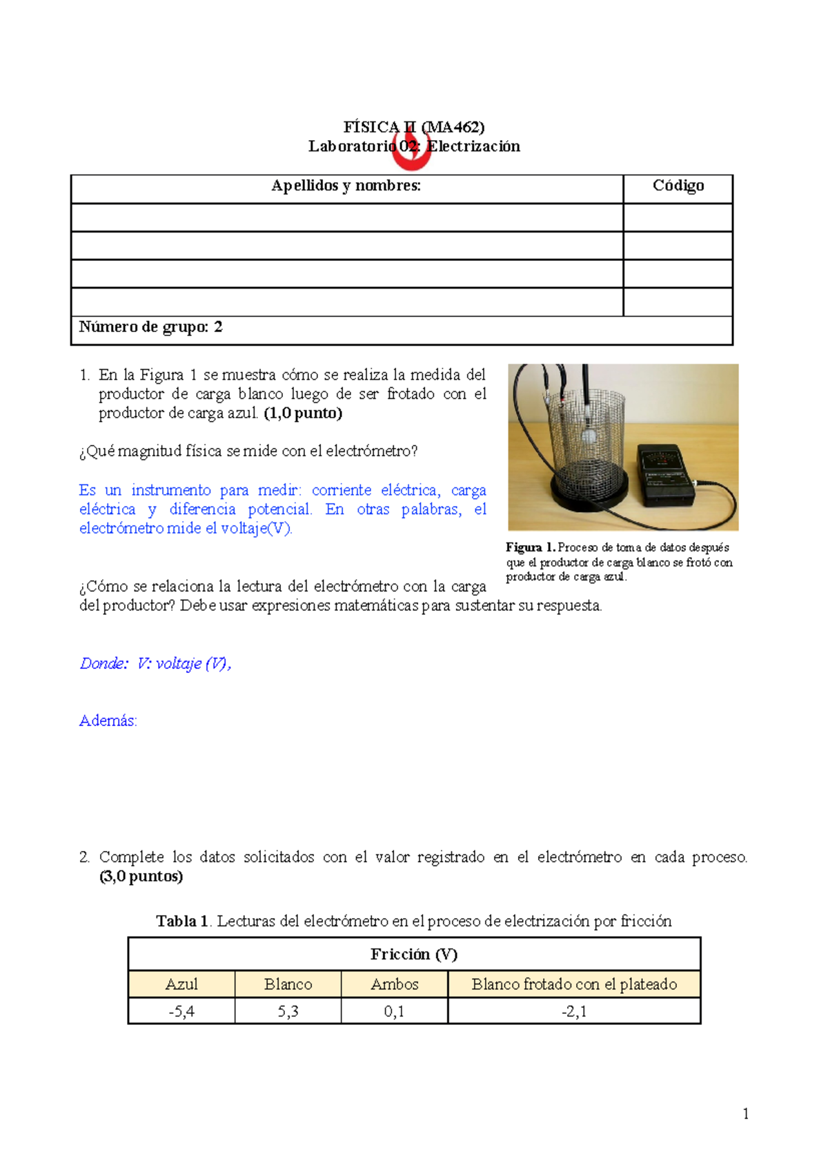 Reporte De Laboratorio 02 De Física Ii A Distancia FÍsica Ii Ma462