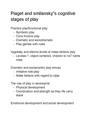 Piaget and smilansky s cognitive stages of play Piaget and smilansky s cognitive stages of play Studocu