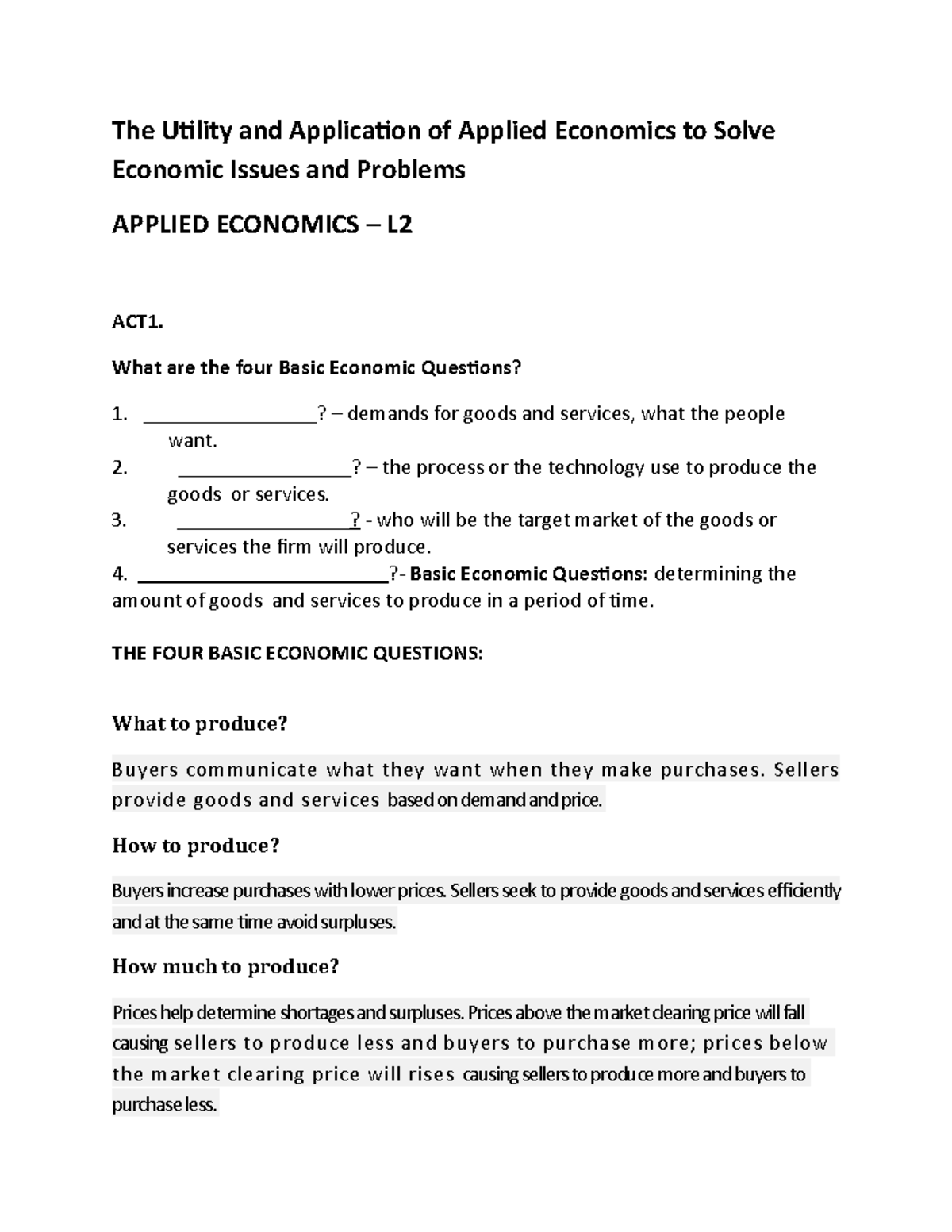 Applied Eco - 2 - Lecture notes - The Utility and Application of ...