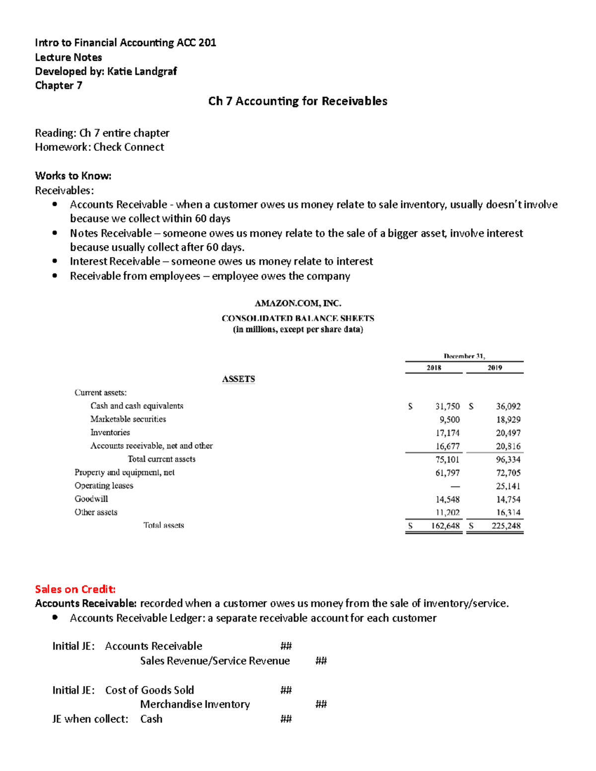 Ch 7 Accounting for Receivables - Intro to Financial Accounting ACC 201 ...