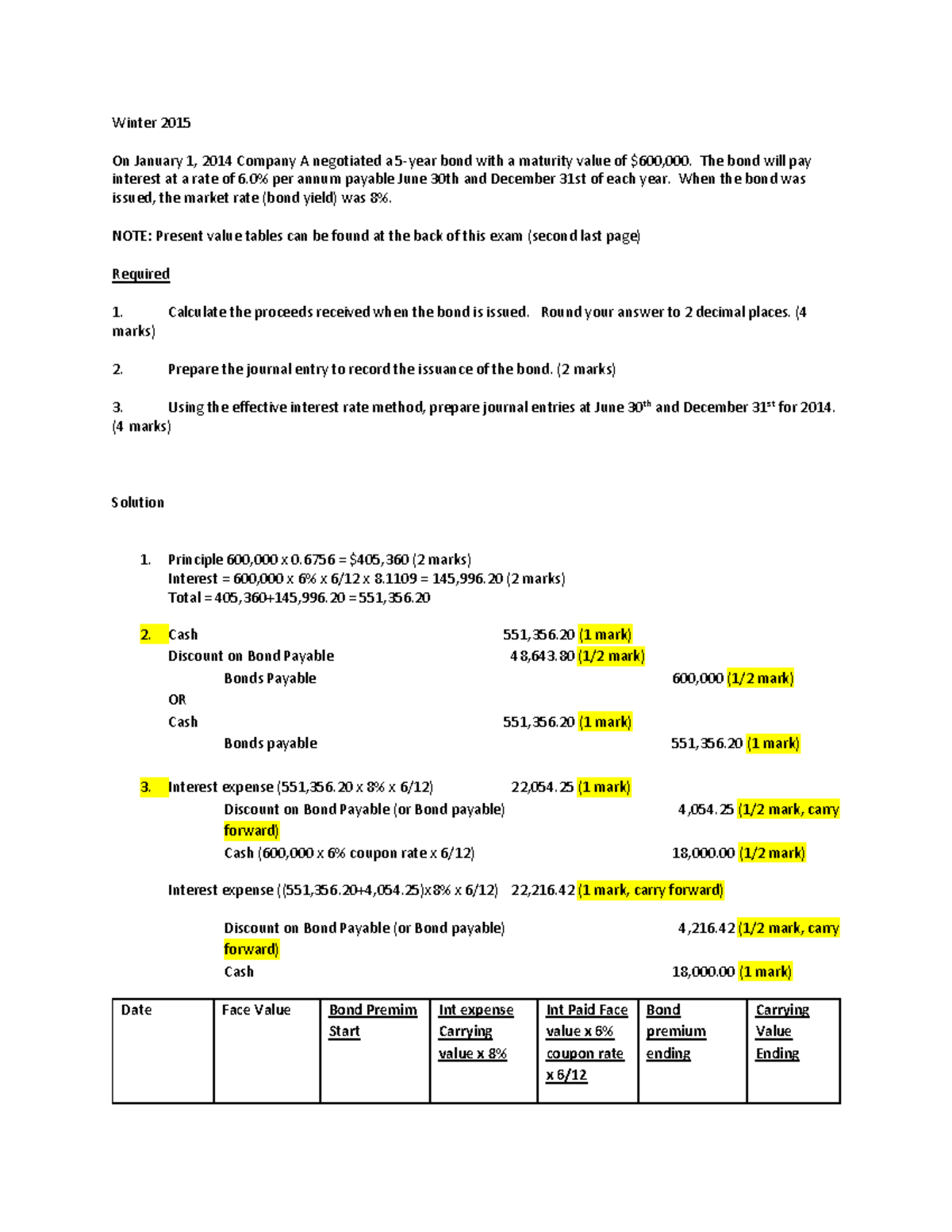 Bond Question Winter 2015 On January 1 2014 Company A Negotiated A 5 bond-question-winter-2015-on-january-1-2014-company-a-negotiated-a-5