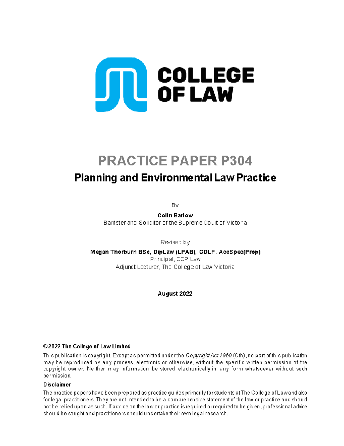 Practice Paper P304 Planning and Environmental Law Practice PRACTICE