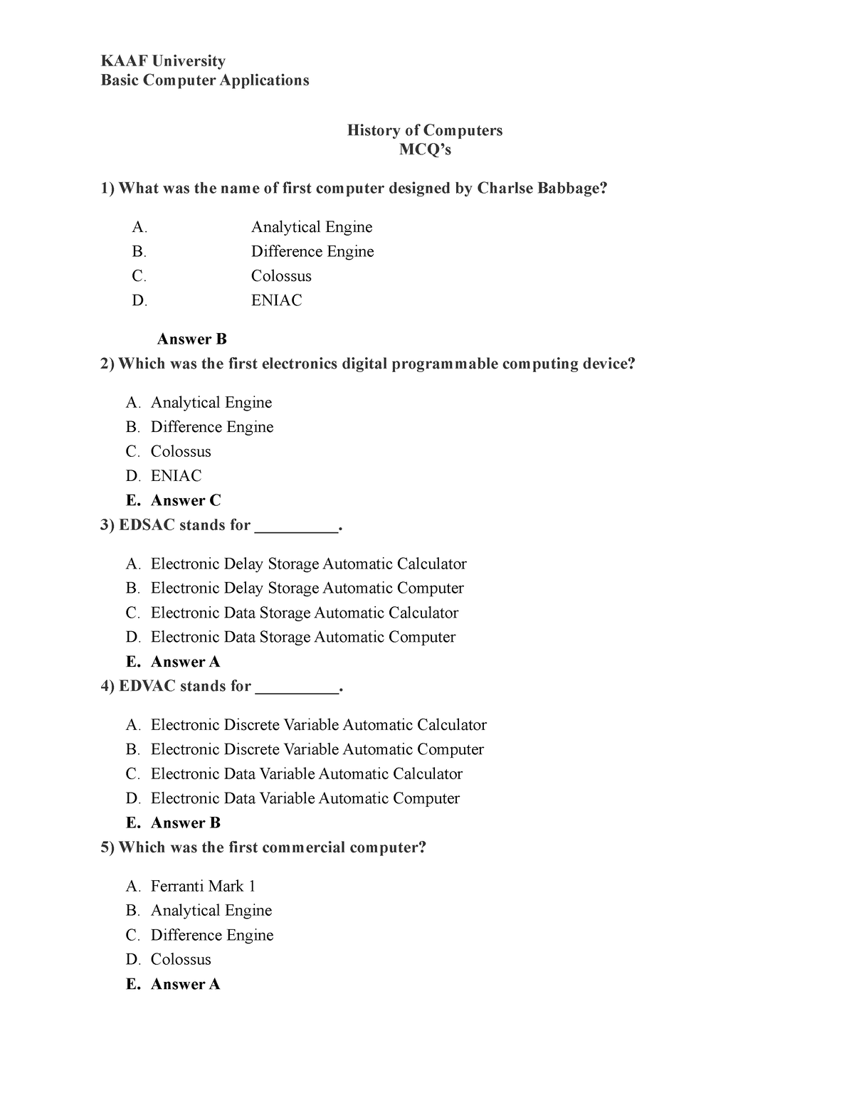 History Of Computers Mcqs Basic Computer Applications History Of Computers Mcqs What Was The 9357