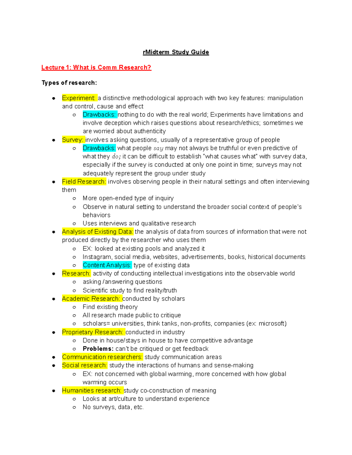 COM 382 Midterm Study Guide - RMidterm Study Guide Lecture 1: What Is ...