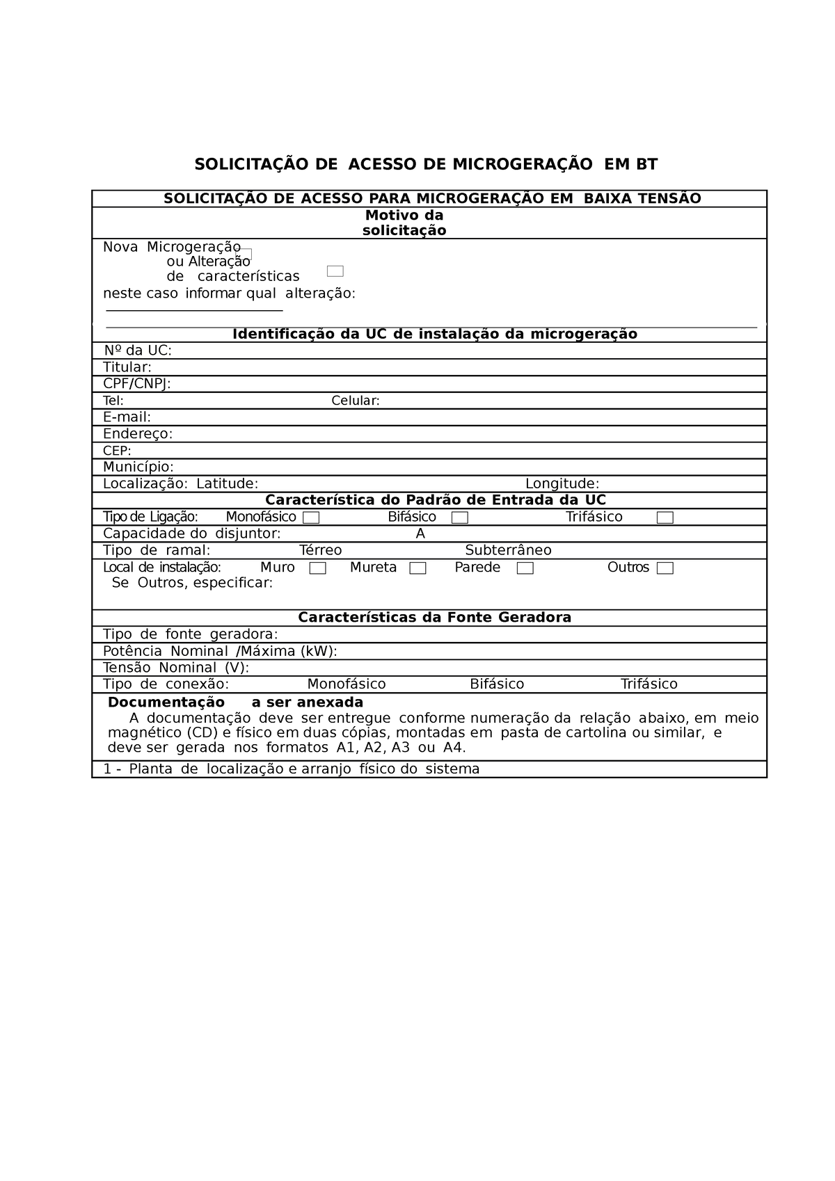 Solicitação De Acesso Micro Gd SolicitaÇÃo De Acesso De MicrogeraÇÃo Em Bt SolicitaÇÃo De 3904