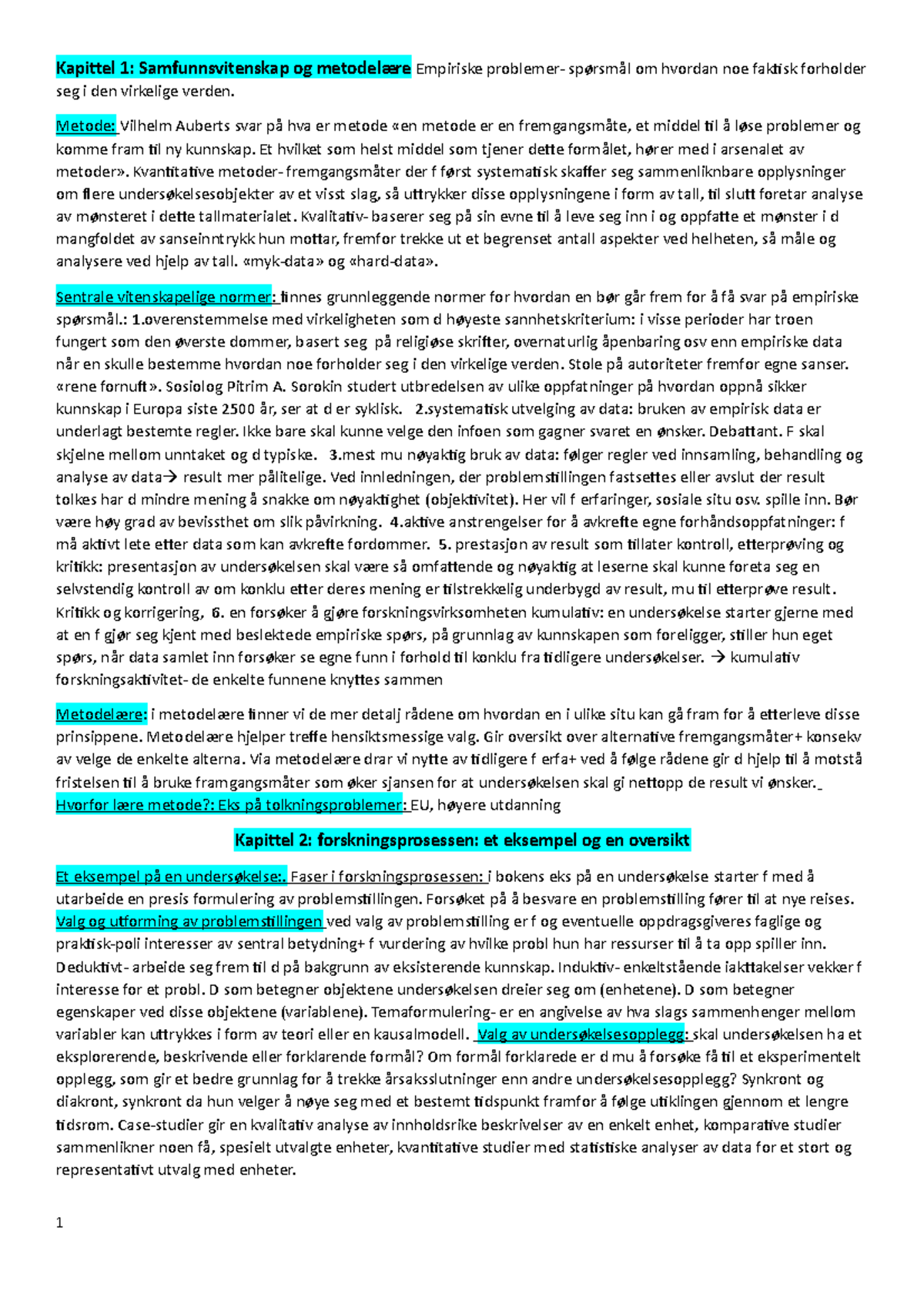 Forskningsmetode I Sosiologi Og Statsvitenskap - Hellevik - Kapittel 1 ...