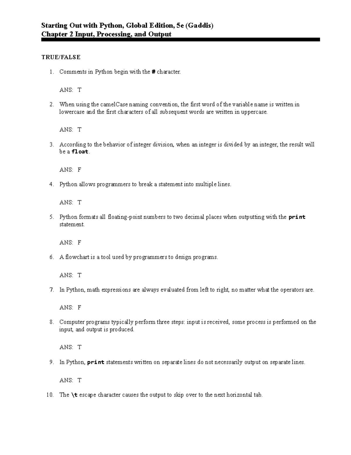 Python 5e Gaddis ch02 - Starting Out with Python, Global Edition, 5e ...