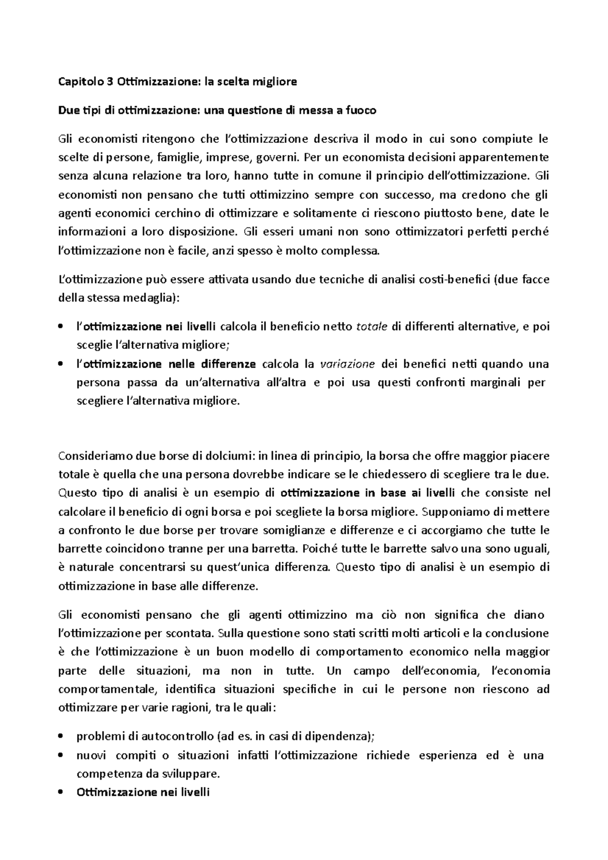 Capitolo 3 Ottimizzazione - Capitolo 3 Ottimizzazione: la scelta ...
