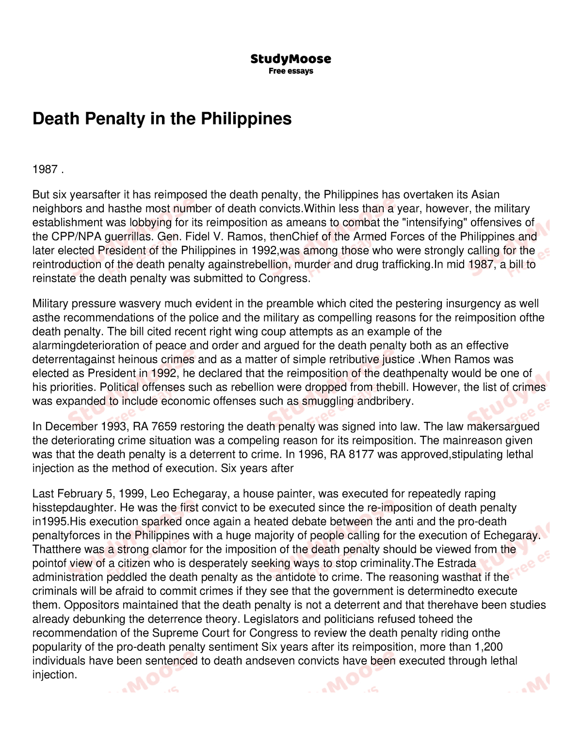 death penalty in the philippines thesis statement