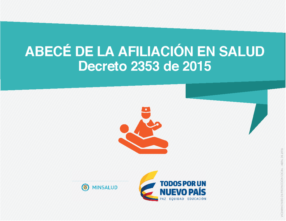 Abece-afiliacion-salud - ABEC... DE LA AFILIACI”N EN SALUD Decreto 2353 ...