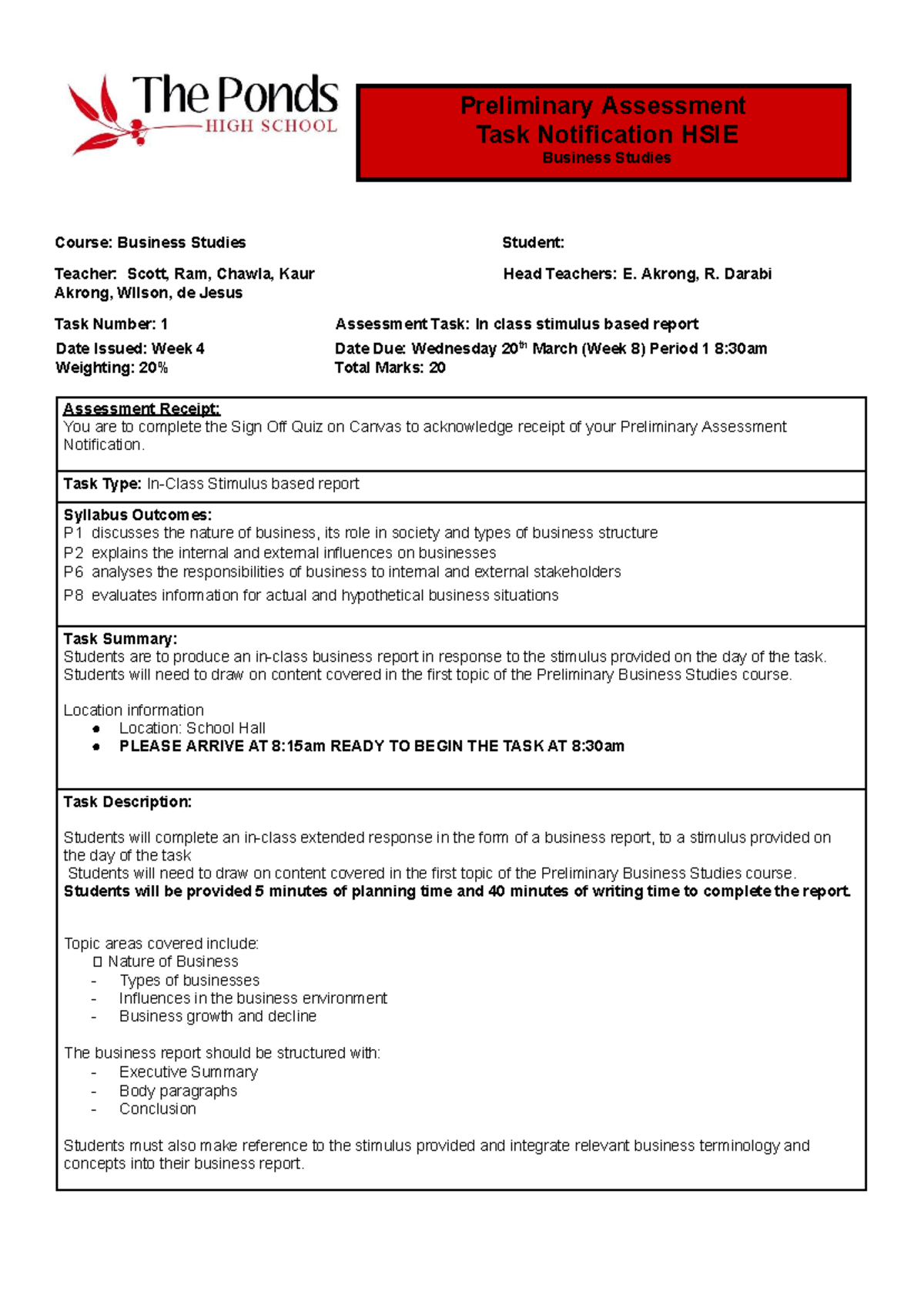 11BST Assessment 1- Notification 2024.docx - Preliminary Assessment ...