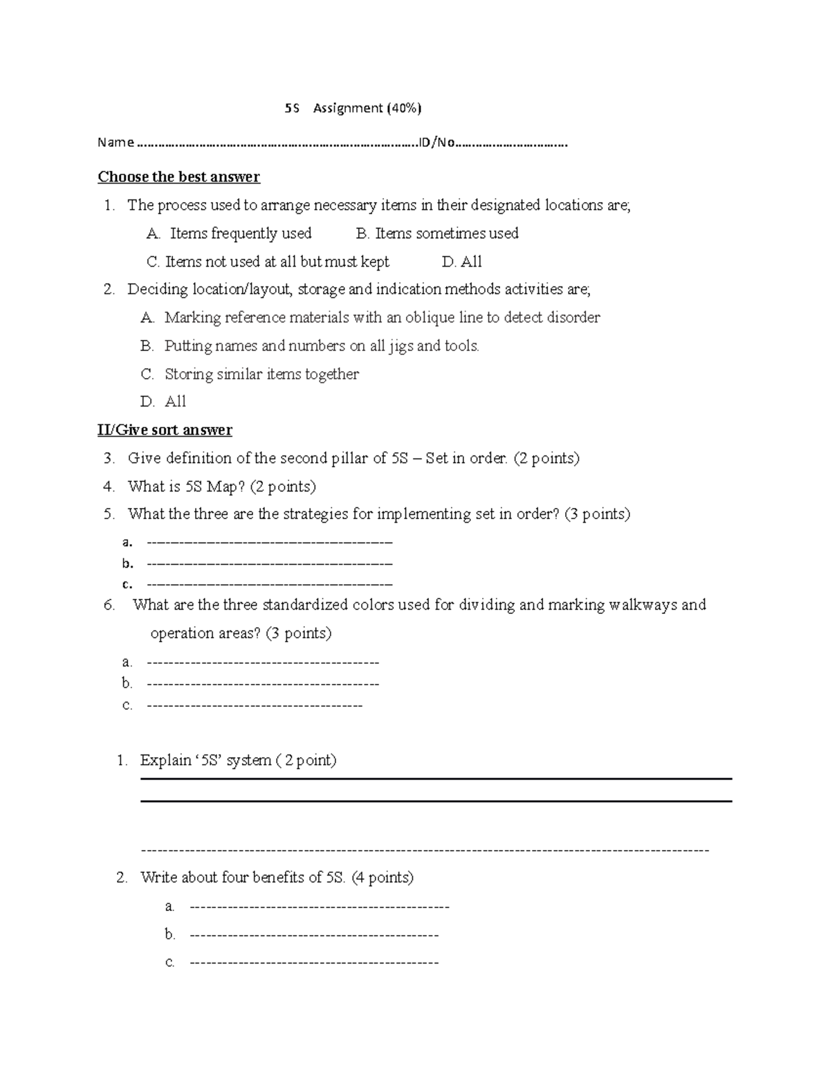 5s assigement - it is helpful for students assignment - 5S Assignment ...