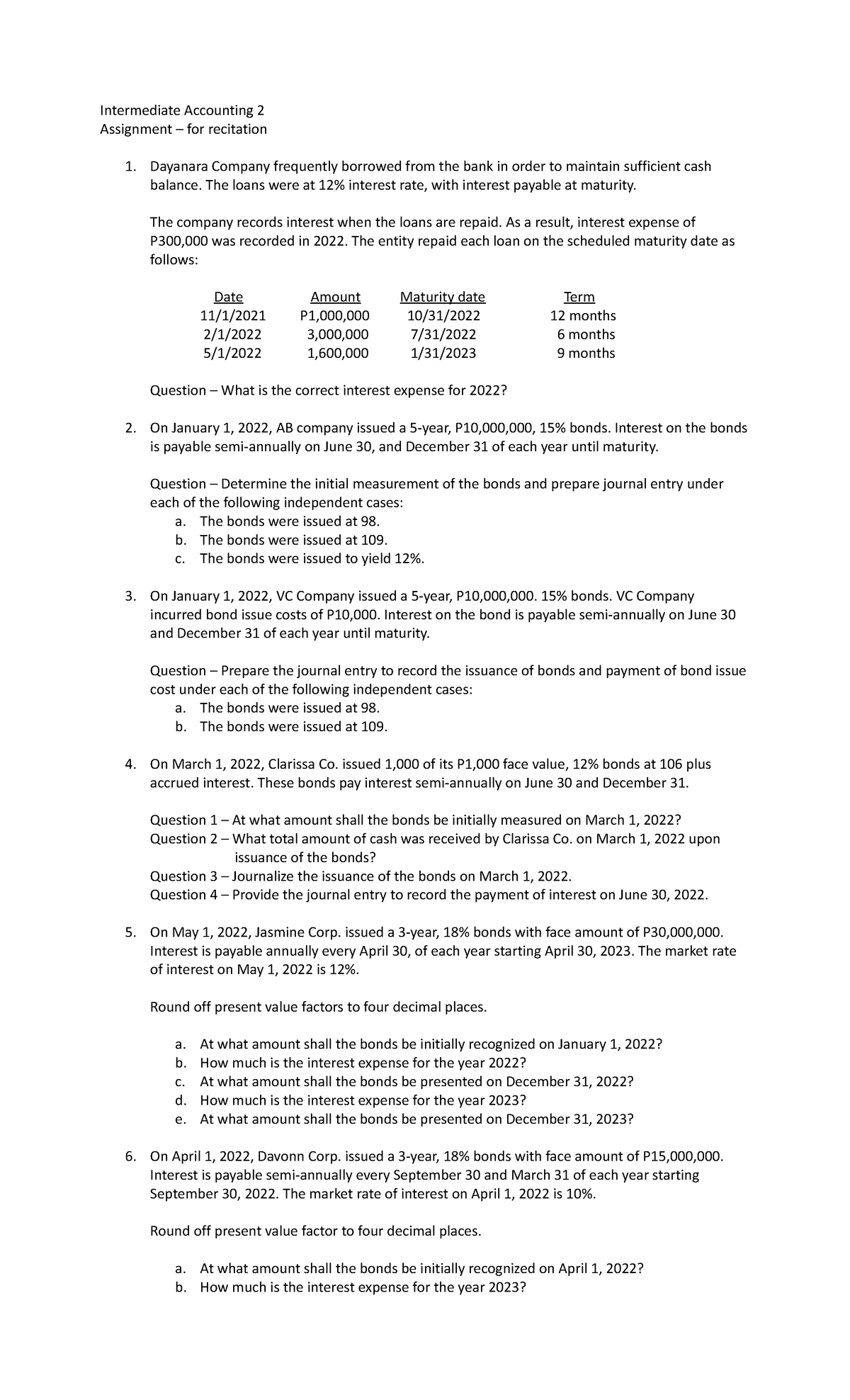 IA2-assignment-2 - Practice materials for loans and bonds payable ...