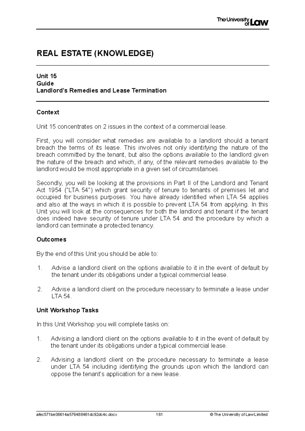 2122 re ws15 ce01 guide - REAL ESTATE (KNOWLEDGE) Unit 15 Guide ...