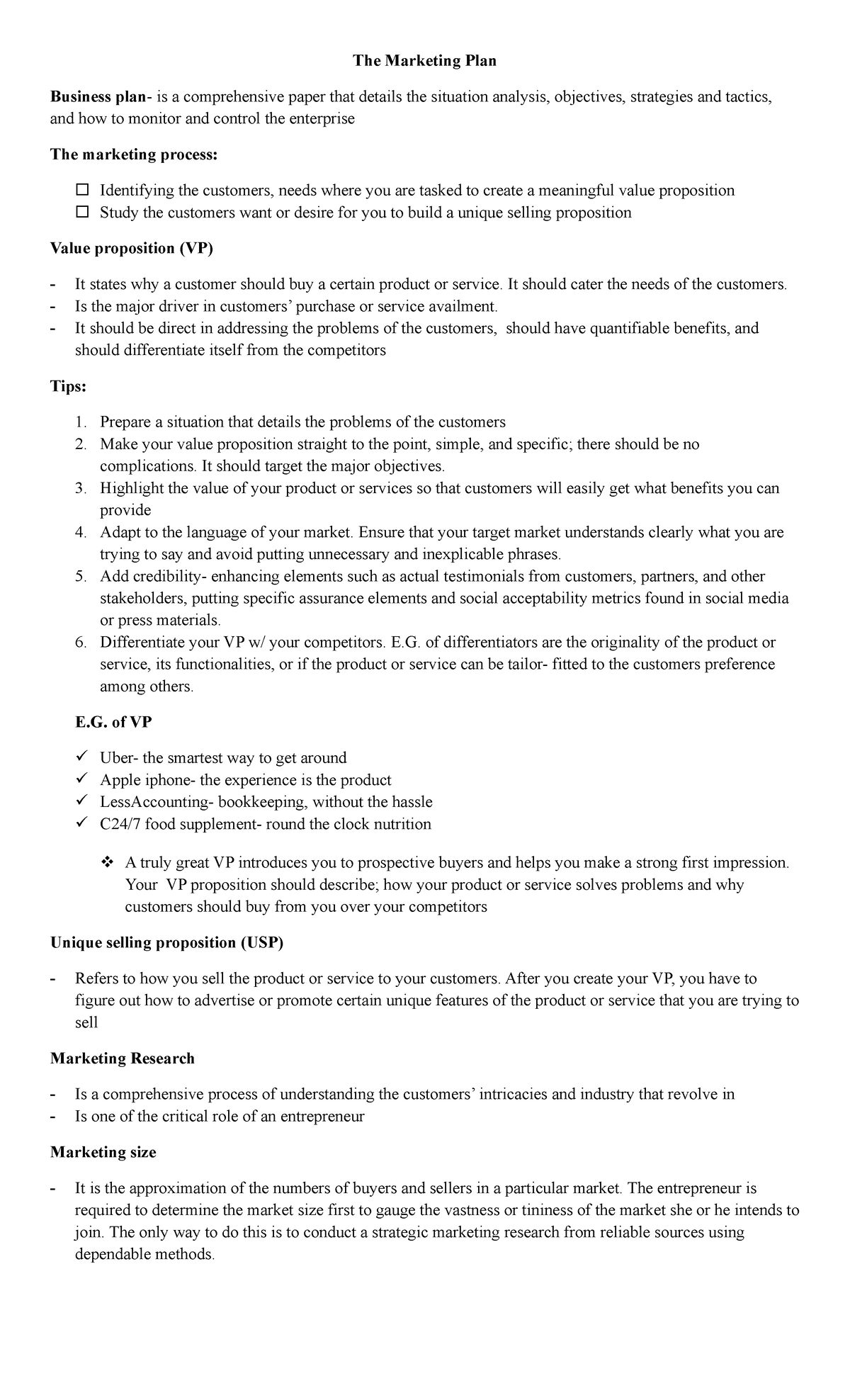 Marketing plan - BSA - Studocu