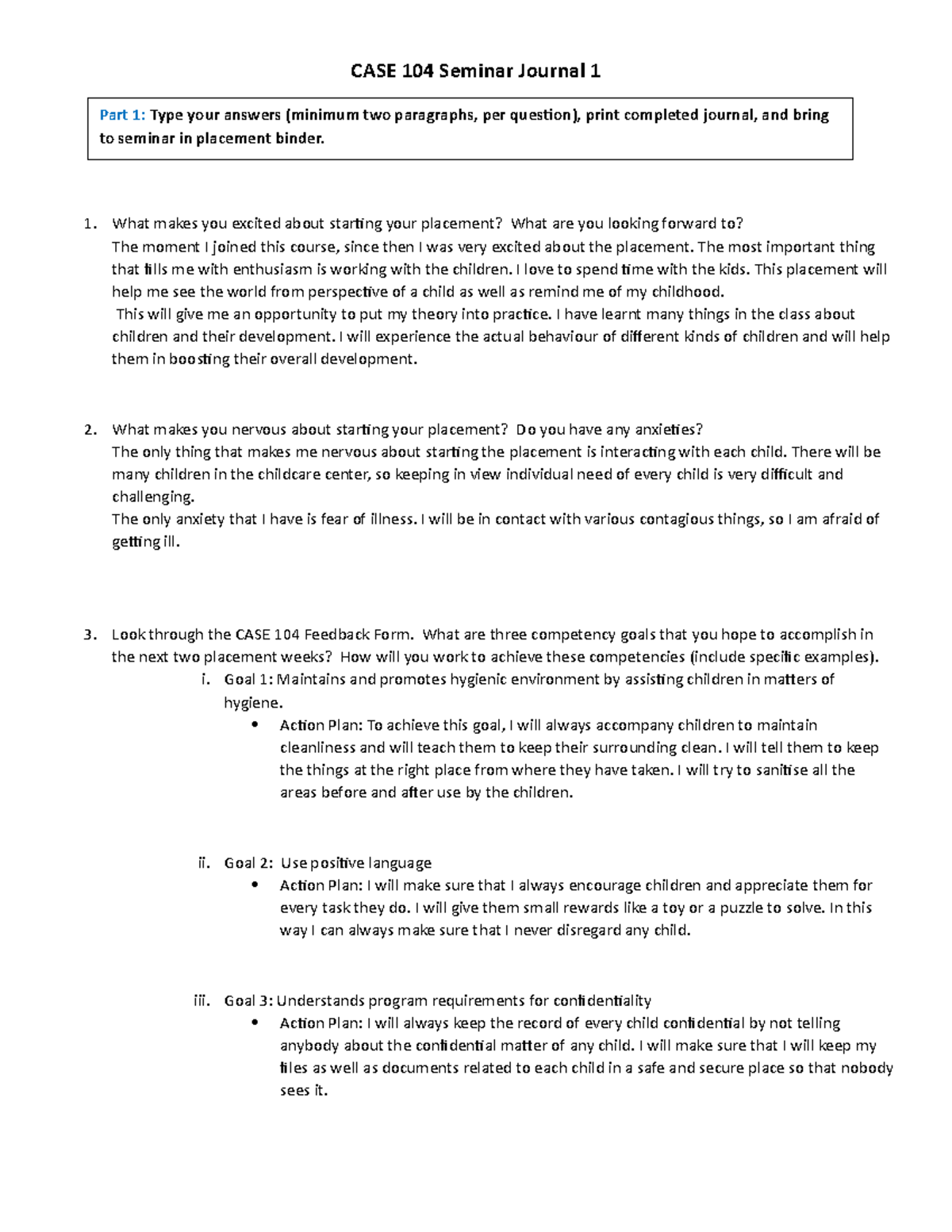 CASE 104 Seminar Journal 1(1) - CASE 104 Seminar Journal 1 What makes ...