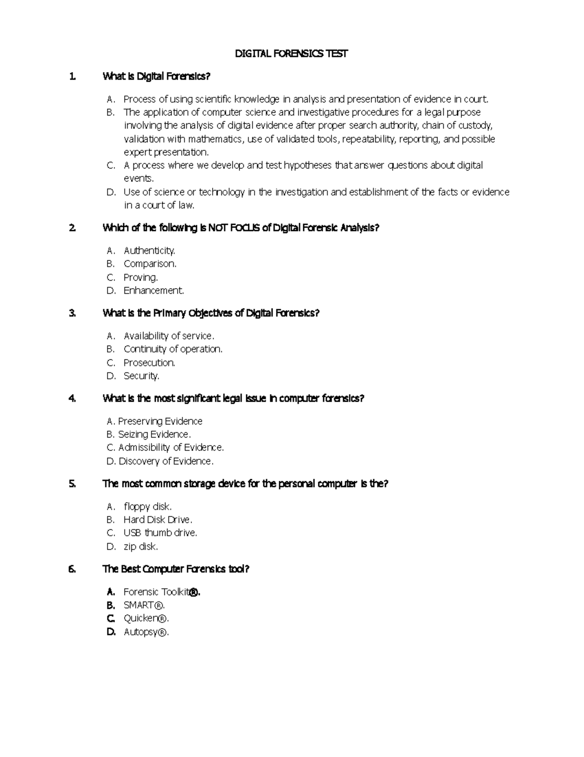 Z Digital Forensics TEST - DIGITAL FORENSICS TEST What Is Digital ...