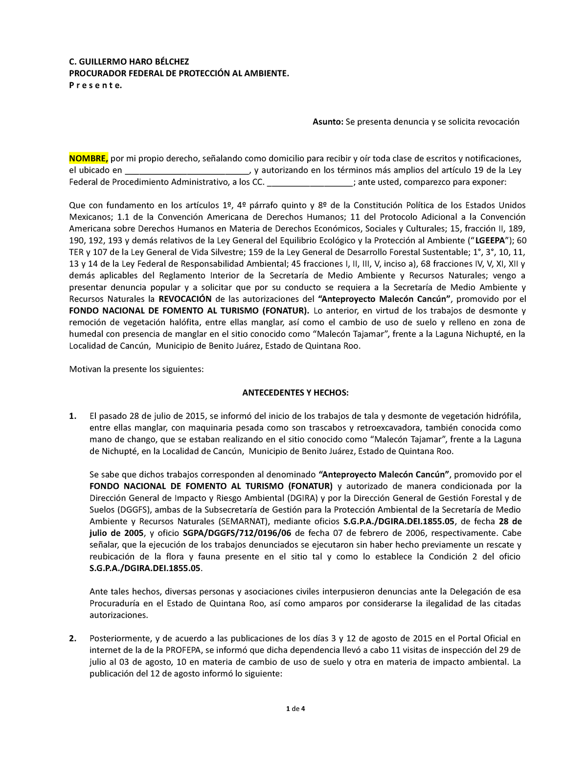 Formato Solicitud de Revocación Tajamar - C. GUILLERMO HARO BÉLCHEZ ...