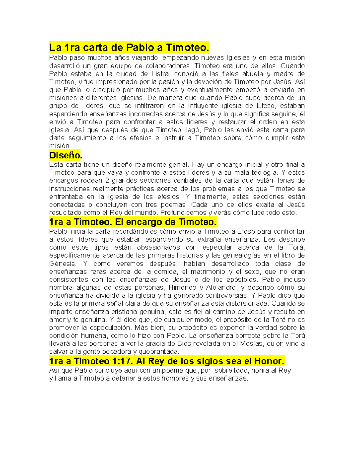 La 1ra a Timoteo - La 1ra carta de Pablo a Timoteo. Pablo pasó muchos ...