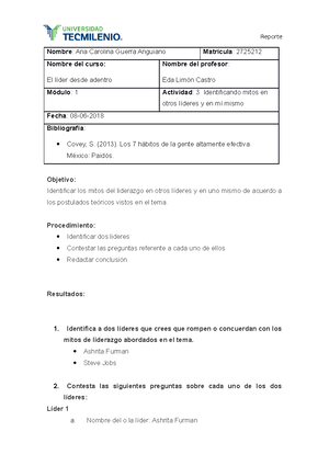 Actividad 3 Desmintiendo los mitos del liderazgo - El líder desde ...
