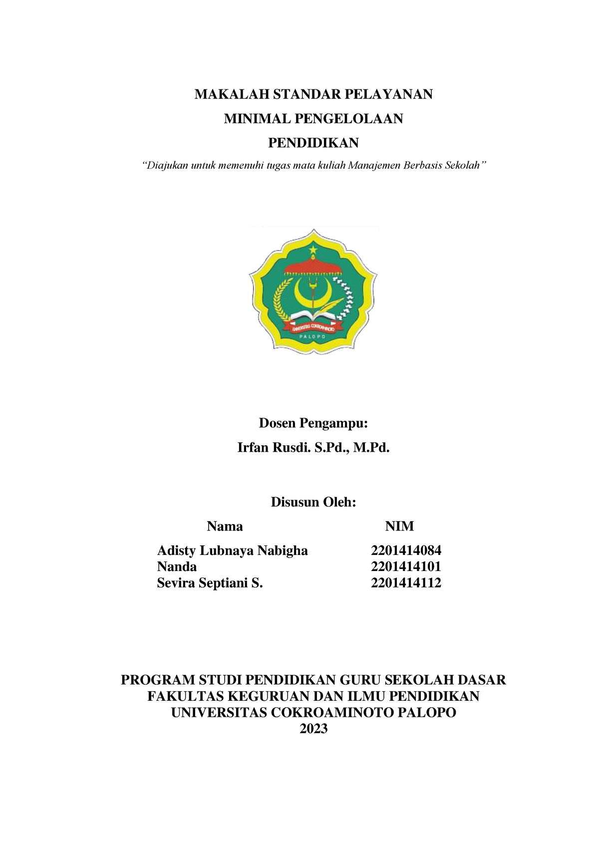 Makalah Standar Pelayanan Minimal Pengelolaan Pendidikan - MAKALAH ...