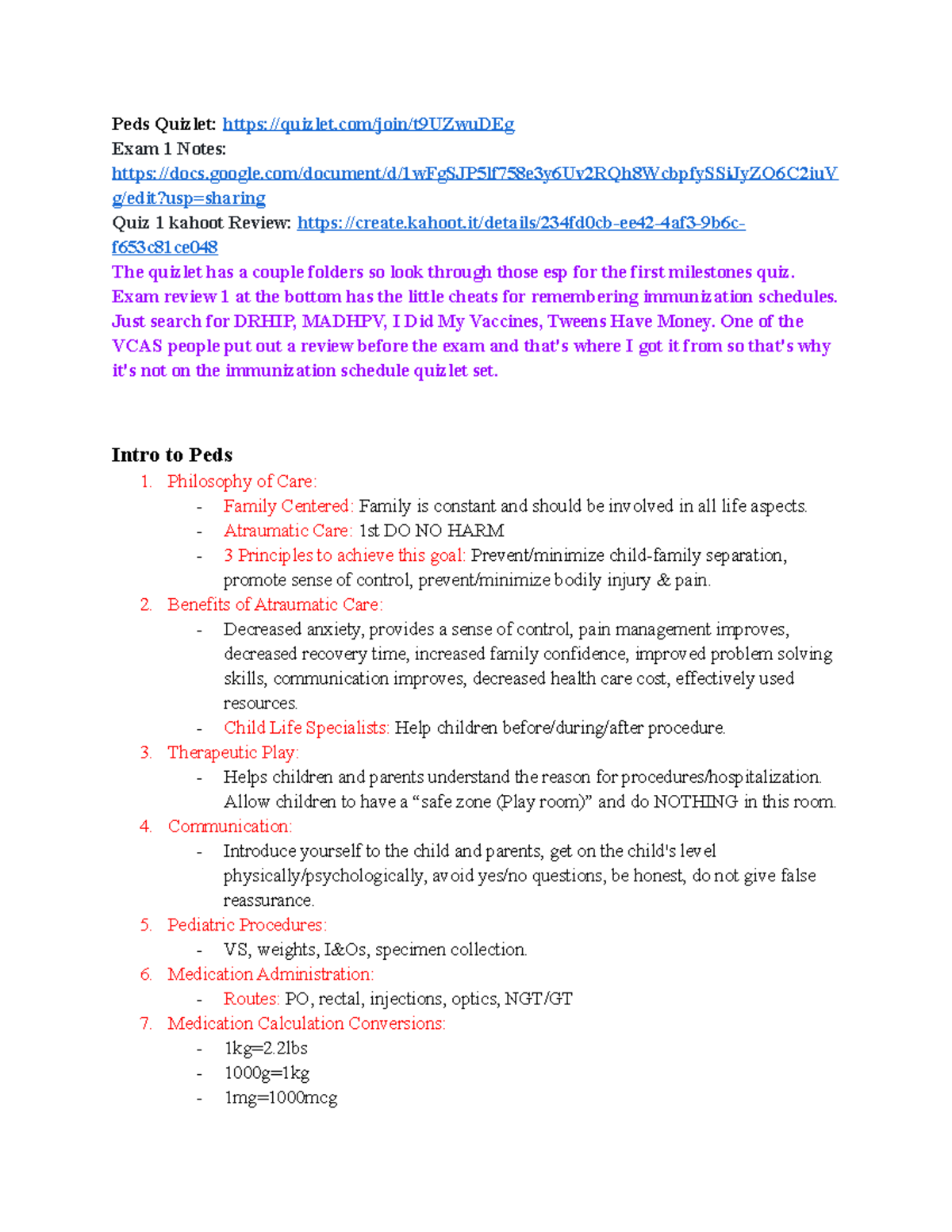 NR328 Exam 1 Notes - Study Materials - Peds Quizlet: Quizlet/join ...