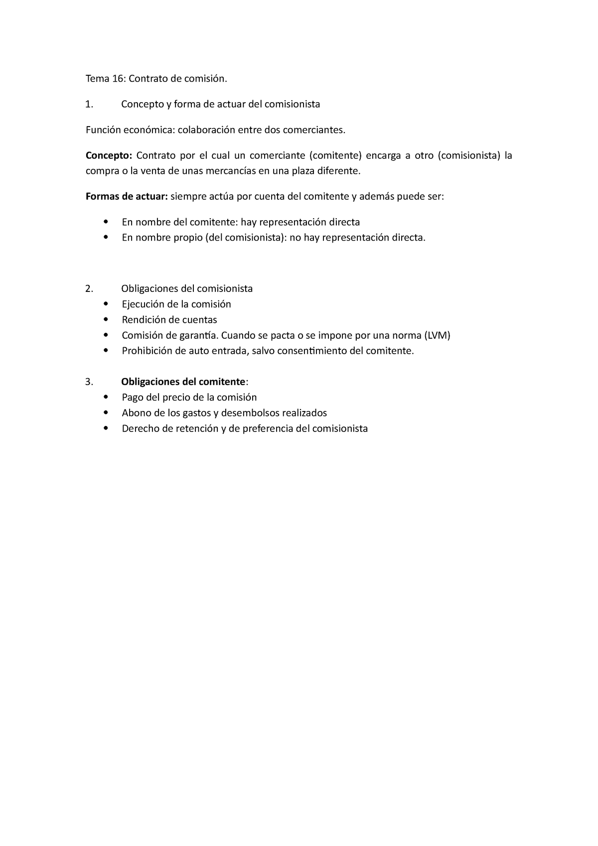 Tema 16 Apuntes Contrato De Comision Tema 16 Contrato De Comisión Concepto Y Forma De 4610