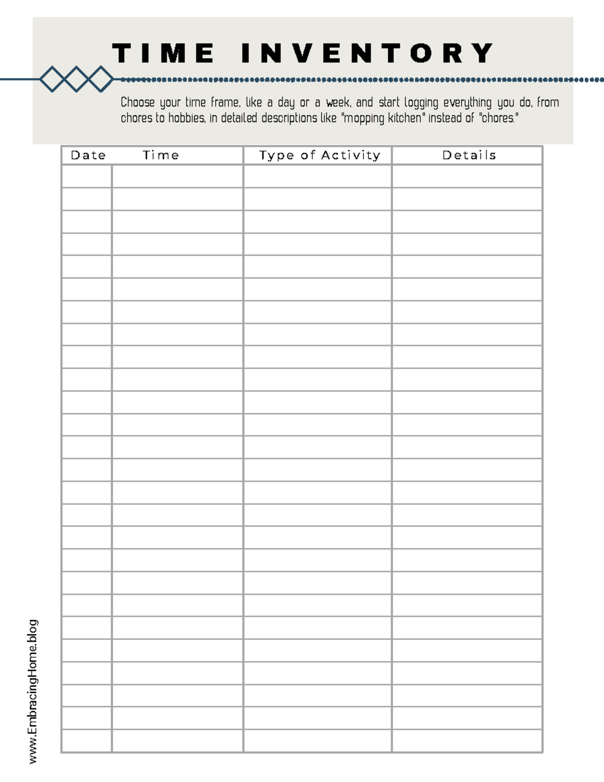 Time Inventory Howto Find Balance-1 - T I M E I N V E N T O R Y D a t e ...