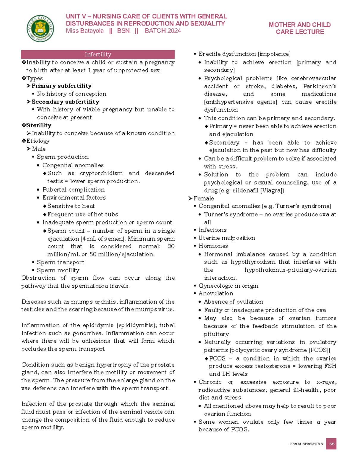 UNIT V Nursing CARE OF Clients WITH Specific Disturbances IN ...