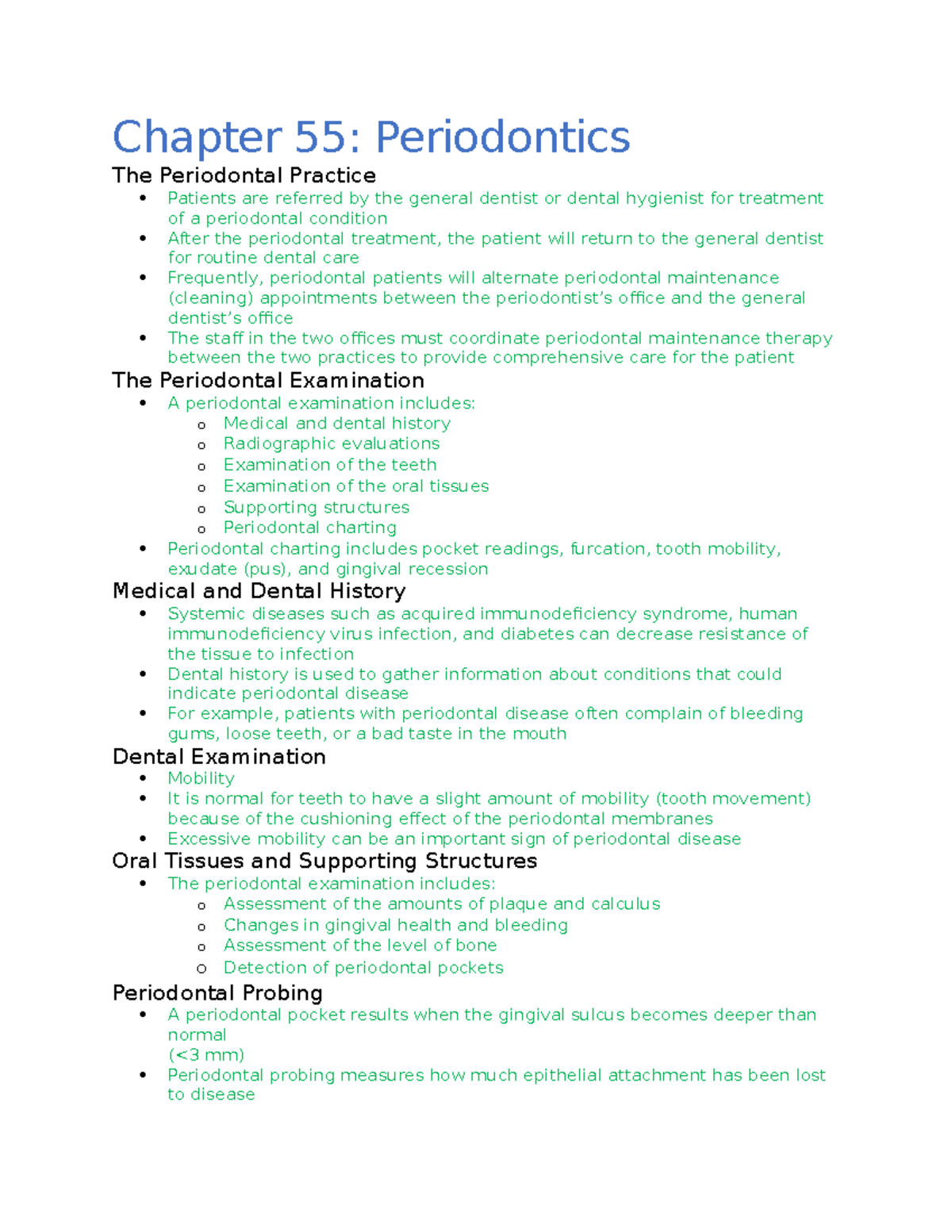 Chapter 55 - notes - Chapter 55: Periodontics The Periodontal Practice ...
