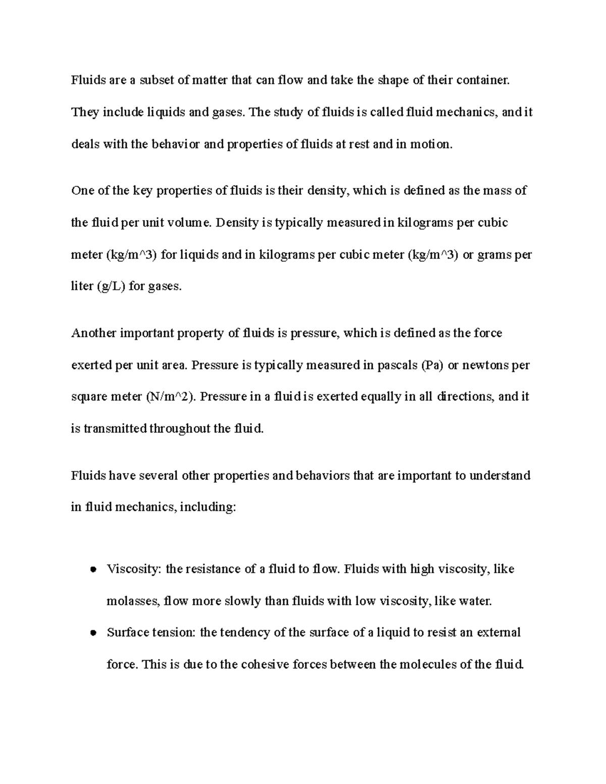 Fluids Notes and Practice Problems - Fluids are a subset of matter that ...