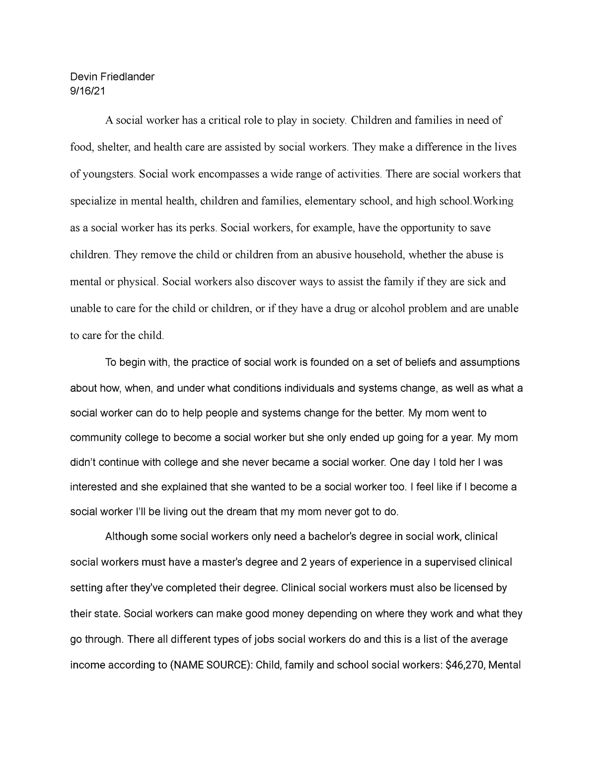 social worker essay pdf