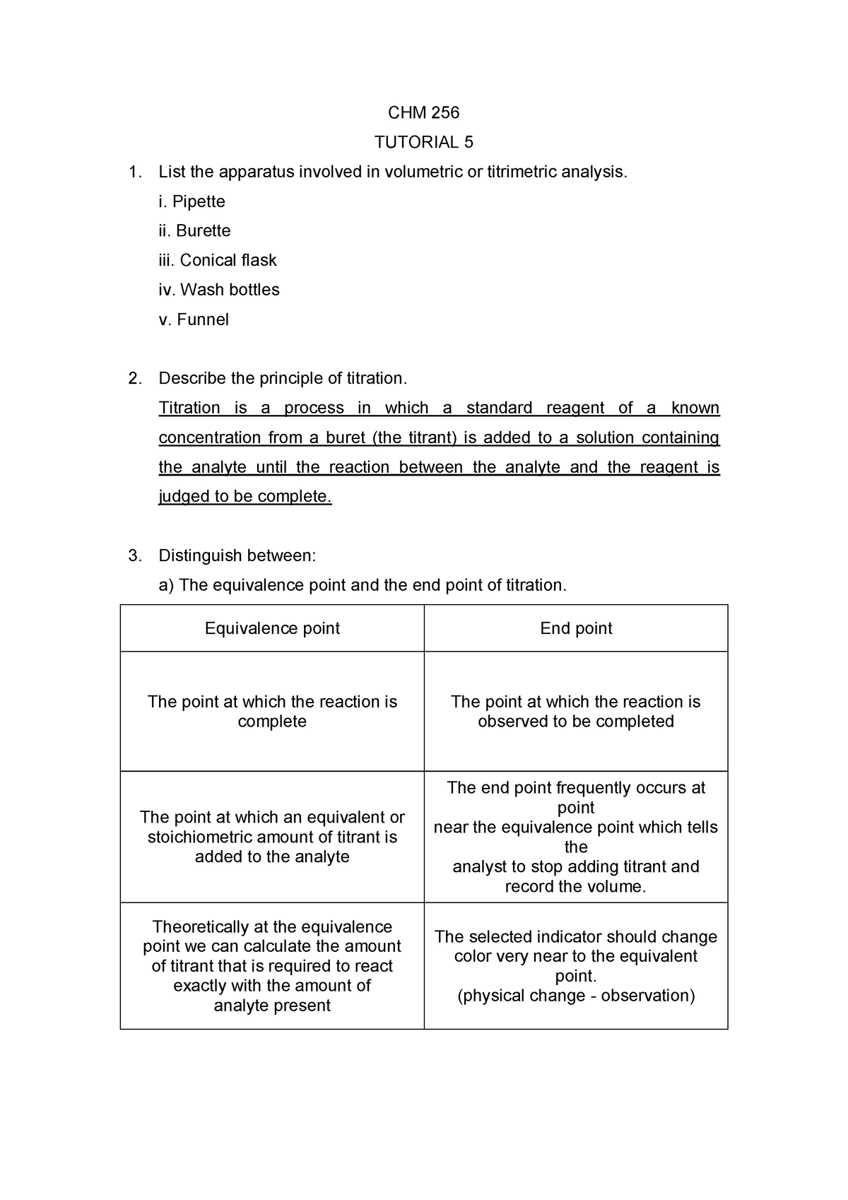 TUTO CHM256 G1 - CHM 256 TUTORIAL 5 List The Apparatus Involved In ...