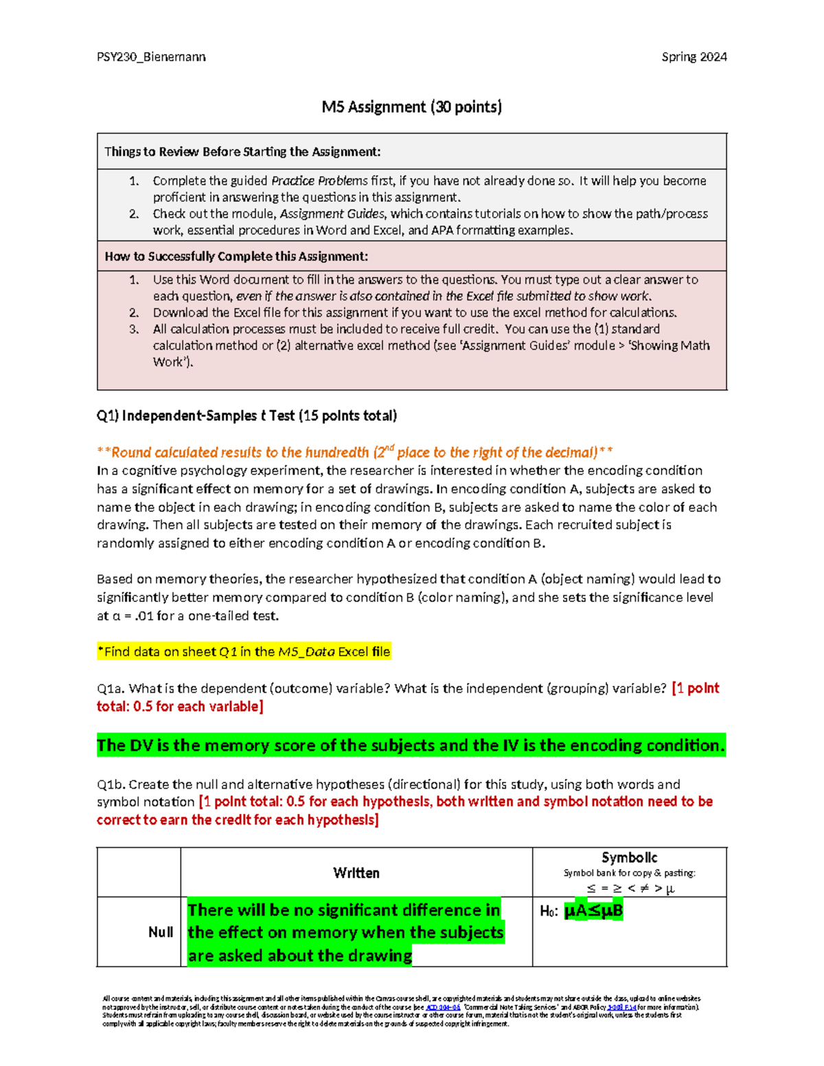 PSY230 M5 Assignment Spring 2024 - M5 Assignment (30 Points) Things To ...